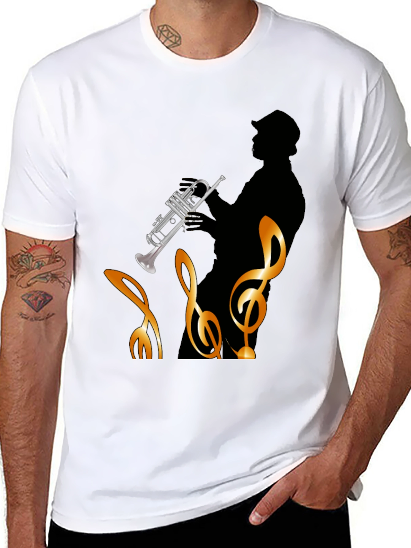 Black Jazz Musician Graphic T-Shirt - Black Cotton Tee view 8