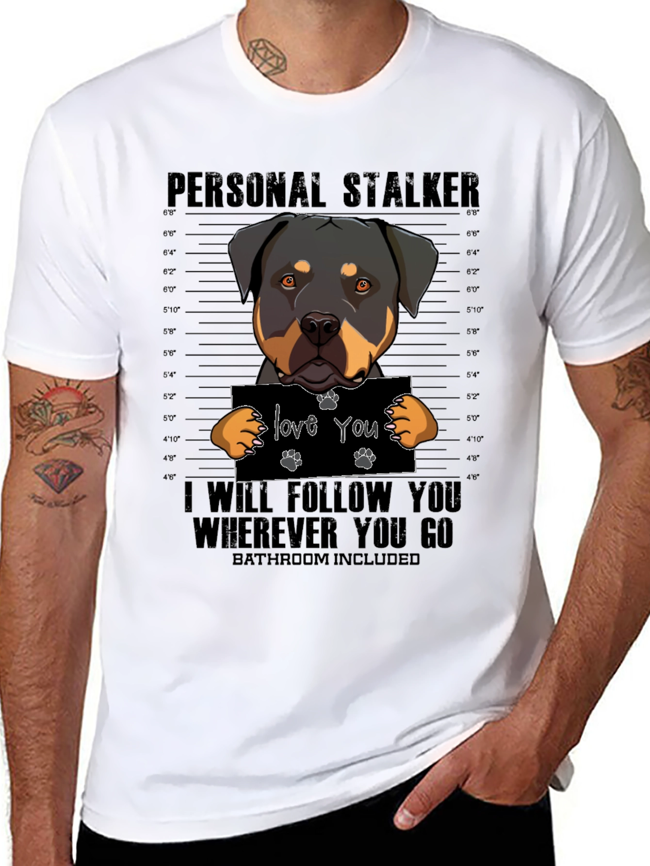 Black Personal Rottweiler Stalker T-Shirt view 8