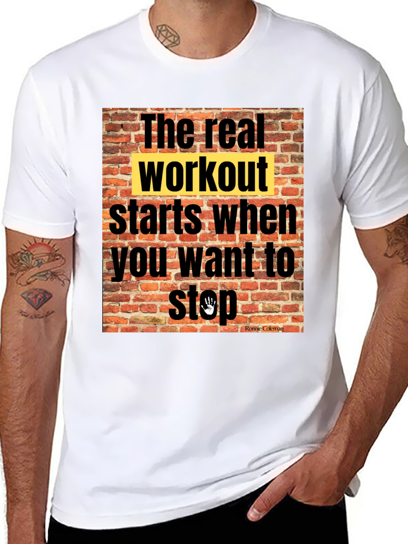 Black Workout Motivation T-Shirt: The Real Workout view 8