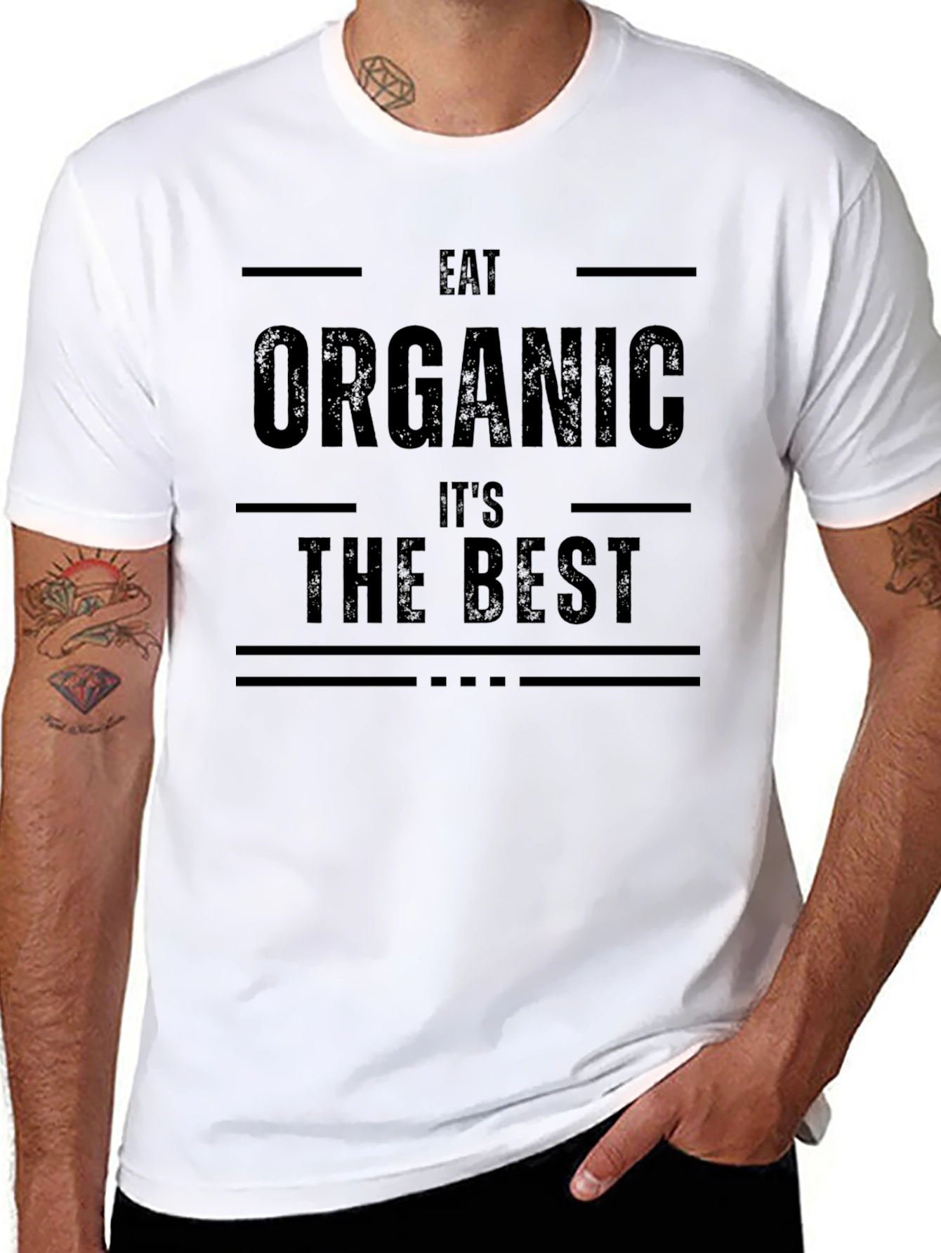 Black Eat Organic T-Shirt - Men's Black Graphic Tee view 8