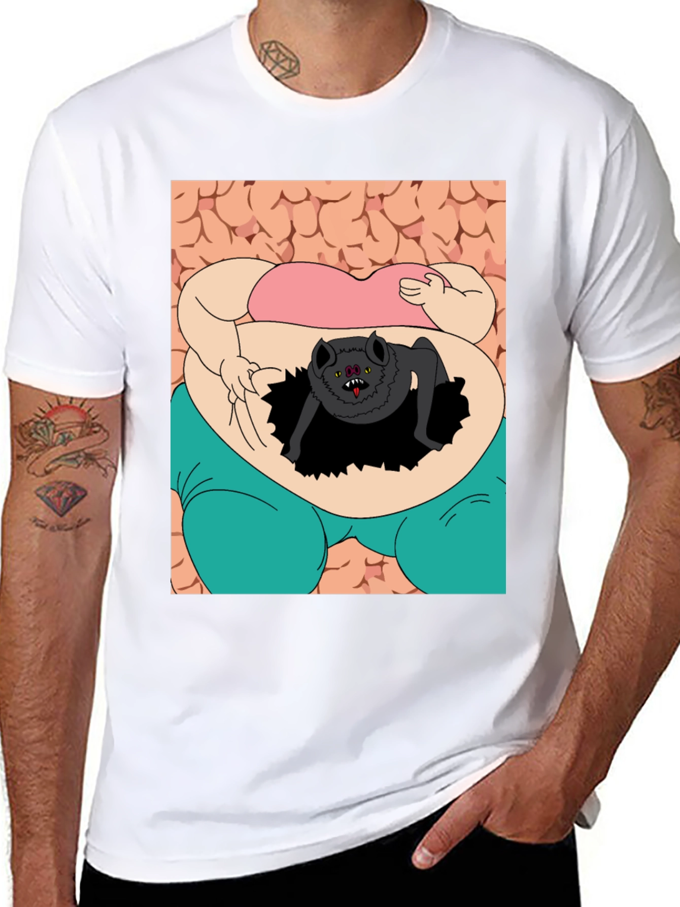 Black Cartoon Creature T-Shirt view 8