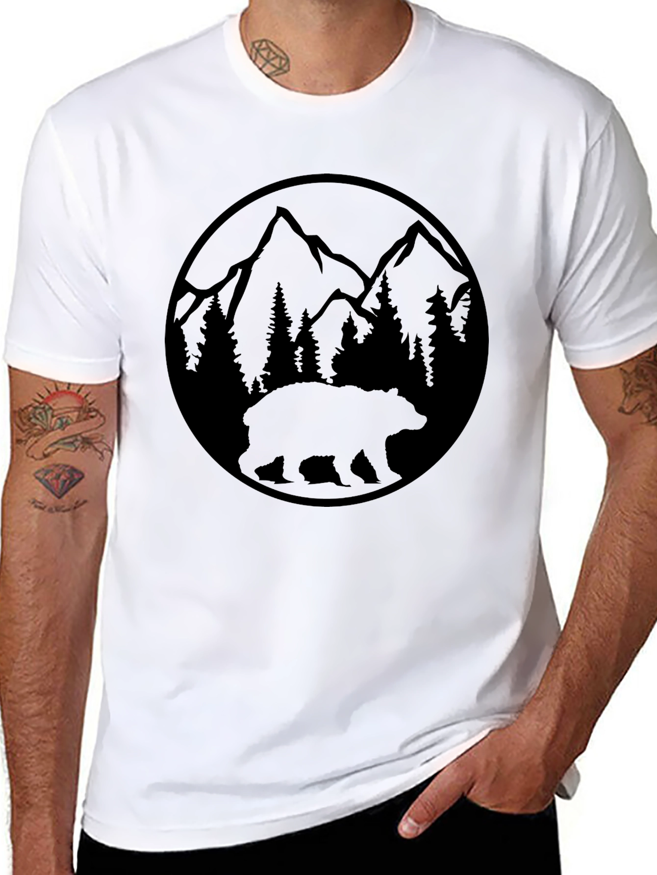 Black Bear Mountain Graphic Tee - Nature Lover's T-Shirt view 8