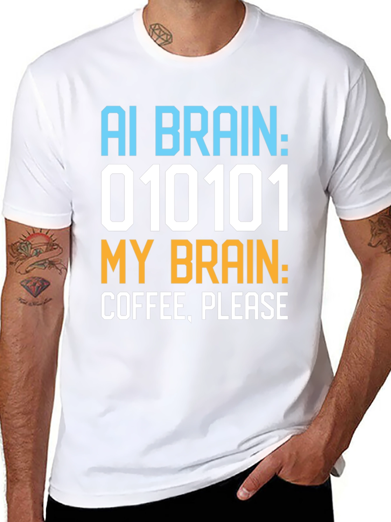 AI Brain Coffee Please Graphic T-Shirt - 8