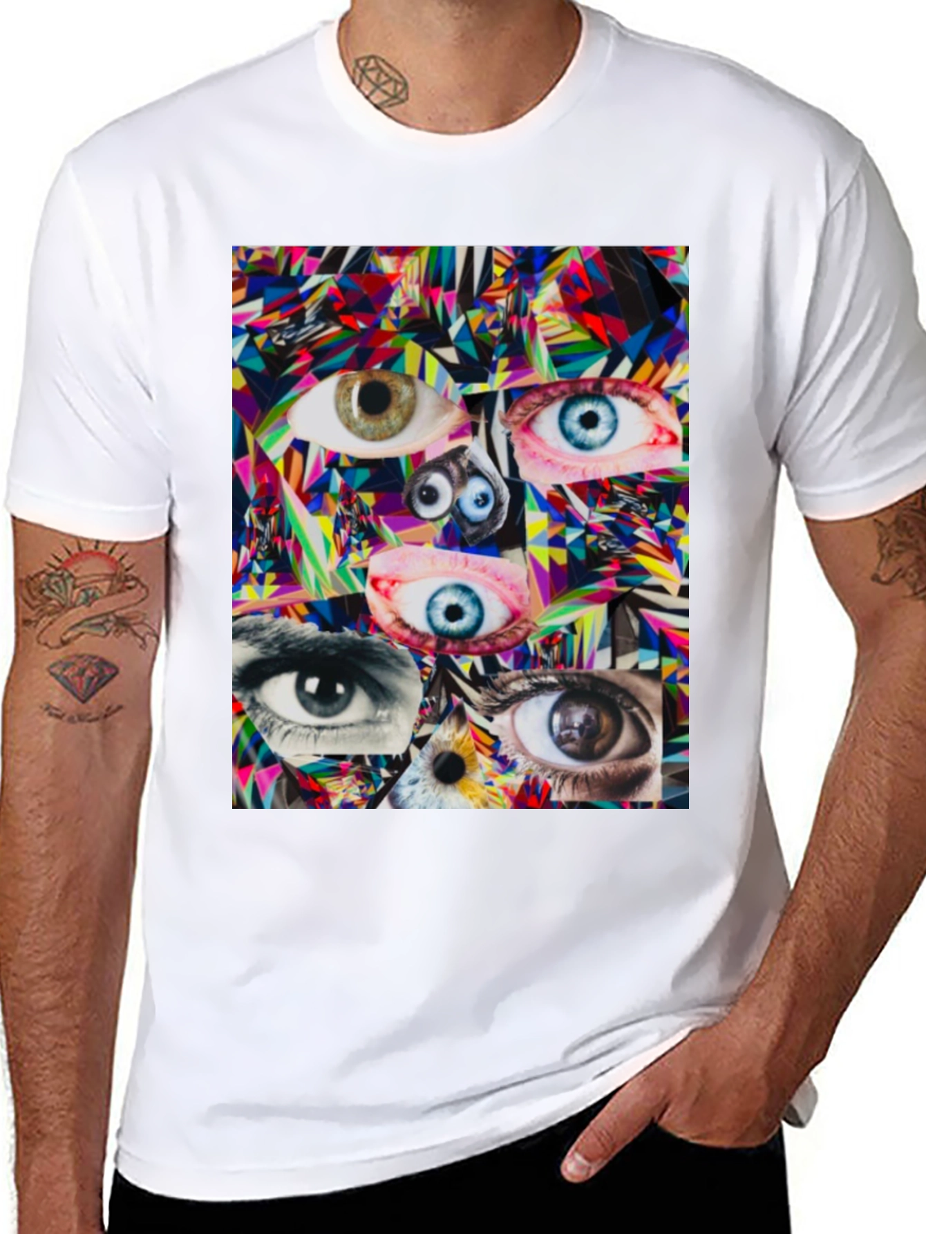 Black Eye Collage Graphic Tee - Black Unisex T-Shirt view 8