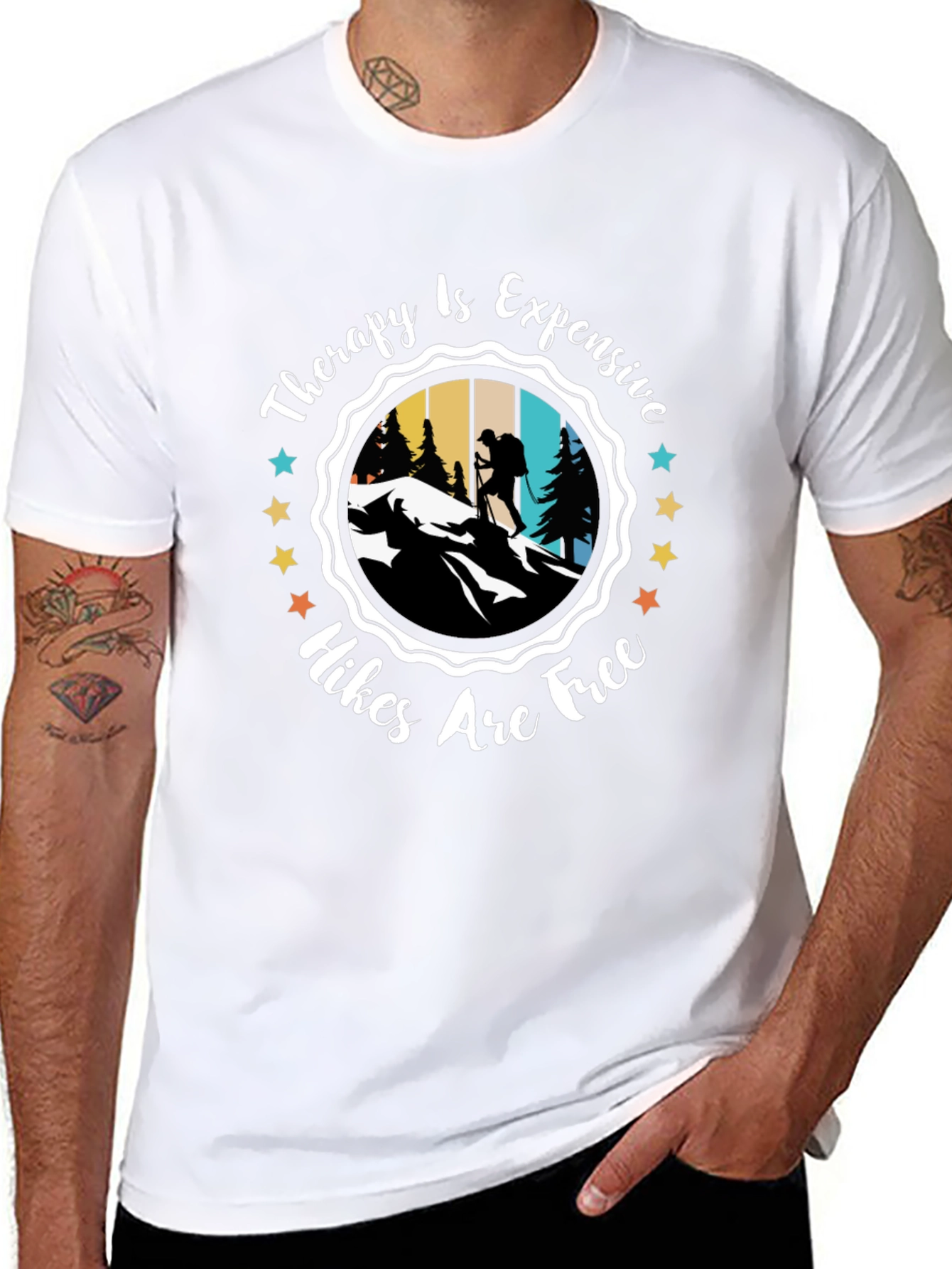 Black Therapy Is Expensive Hikes Are Free T-Shirt view 8