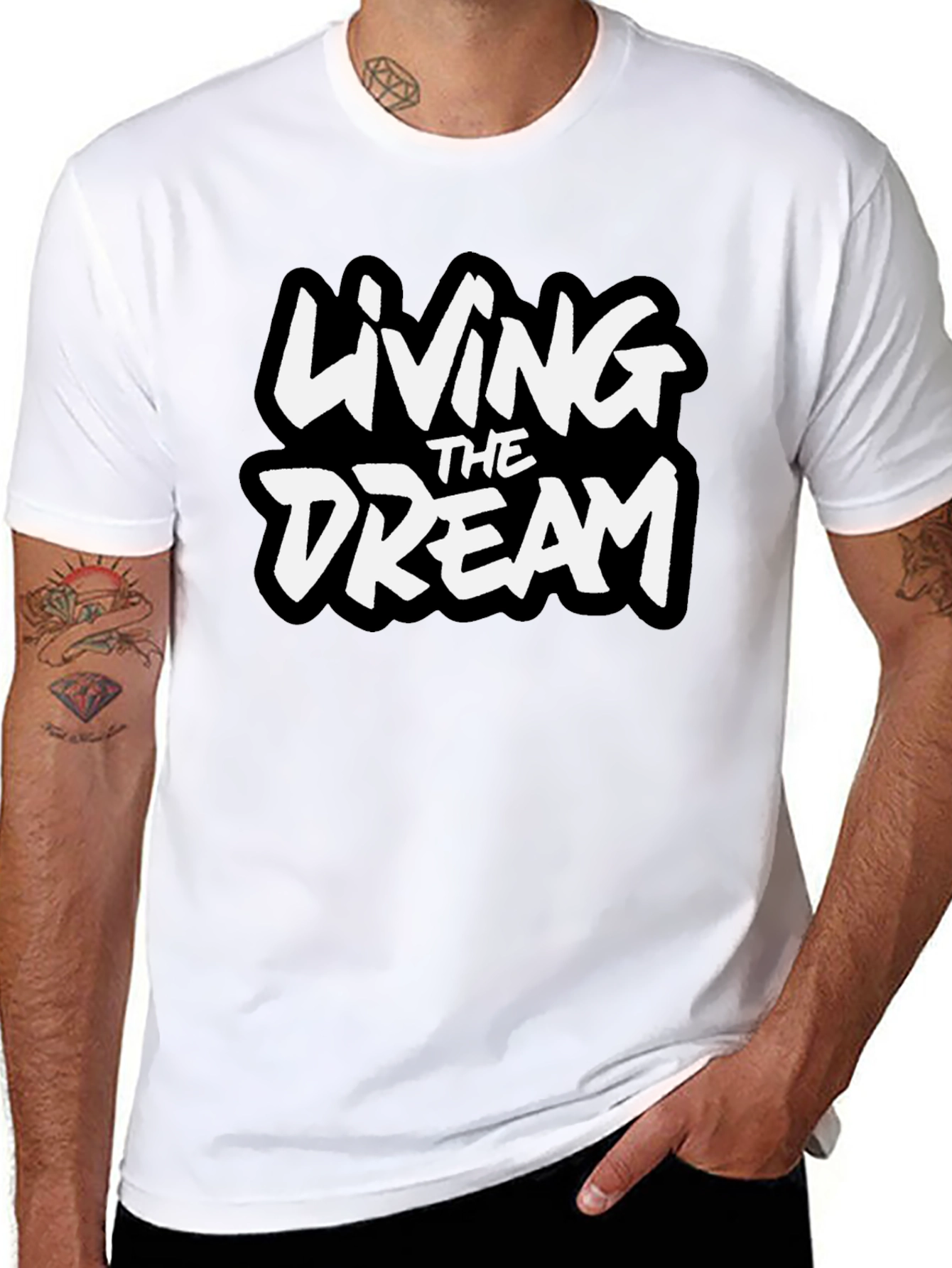 Black Living The Dream Graphic Tee - Black Cotton Blend view 8