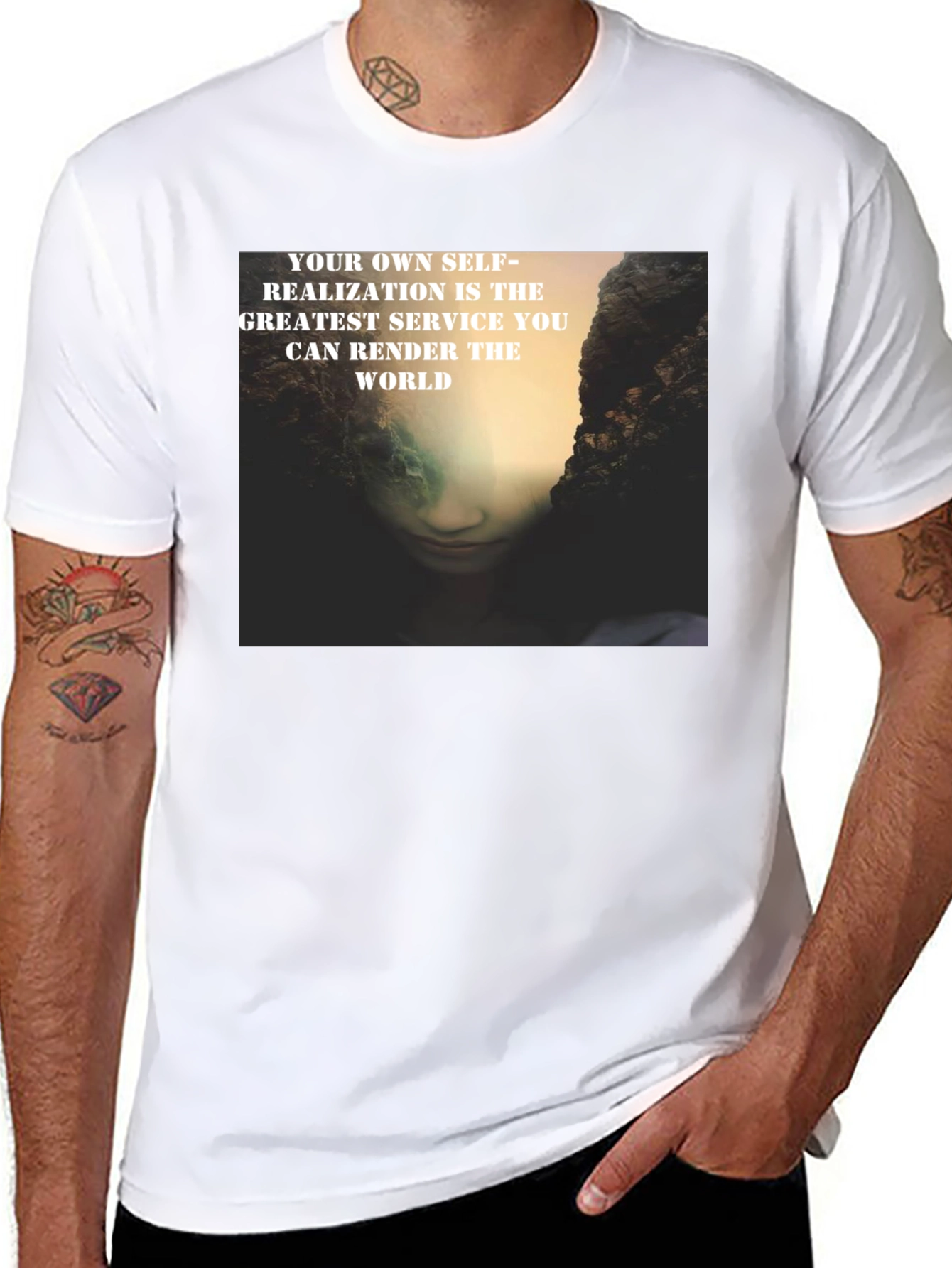 Black Self-Realization Graphic Print T-Shirt view 8