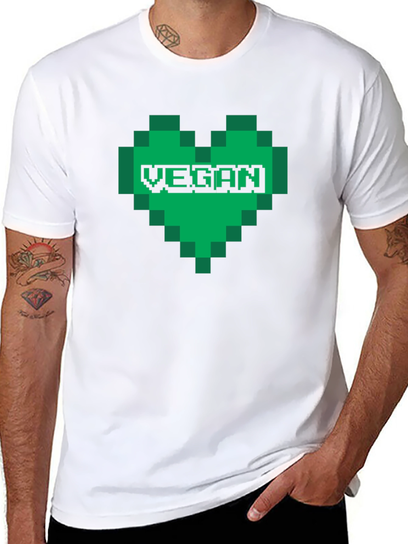 Black Vegan Pixel Heart T-Shirt view 8