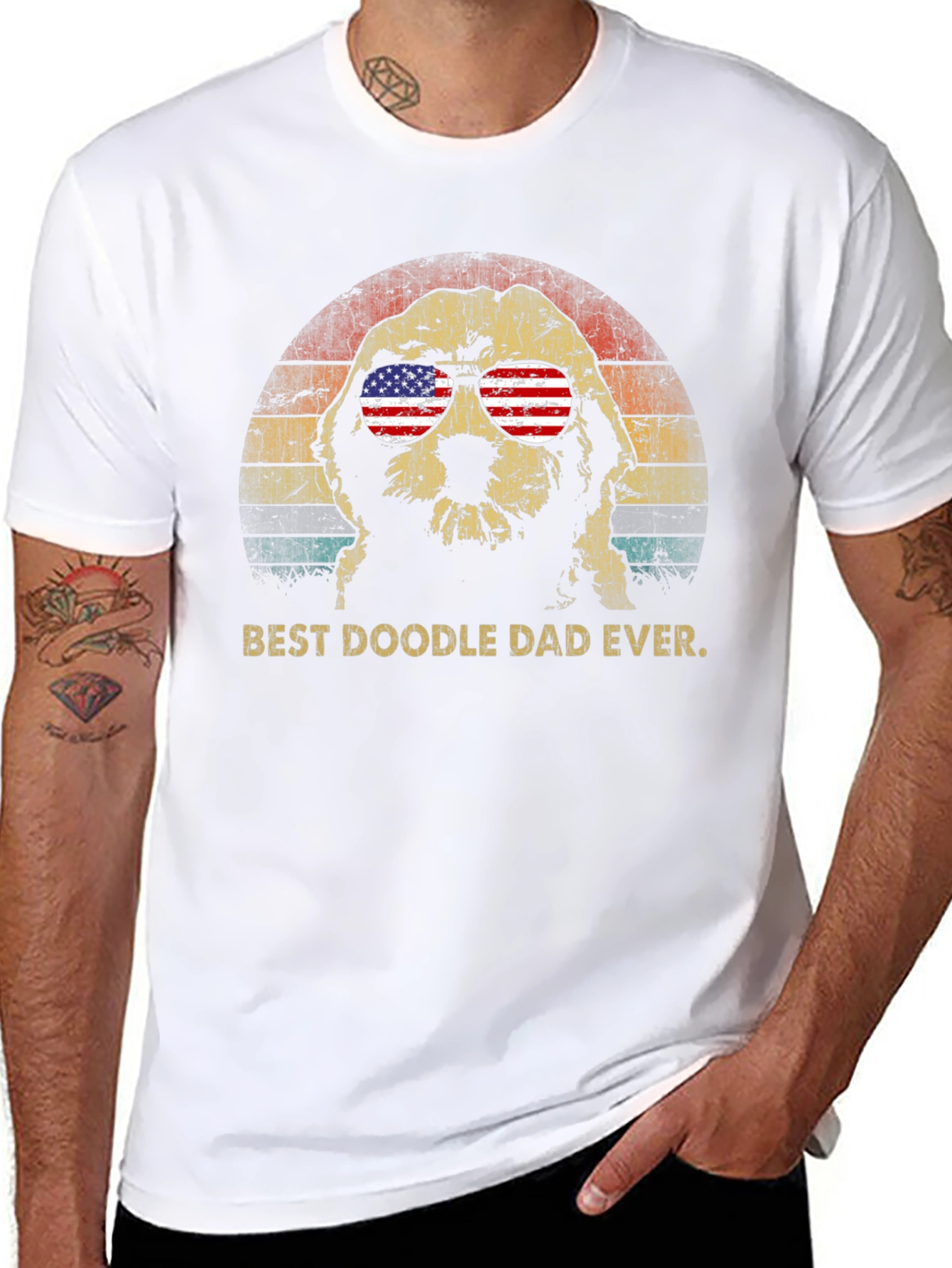 Black Best Doodle Dad Ever T-Shirt view 8
