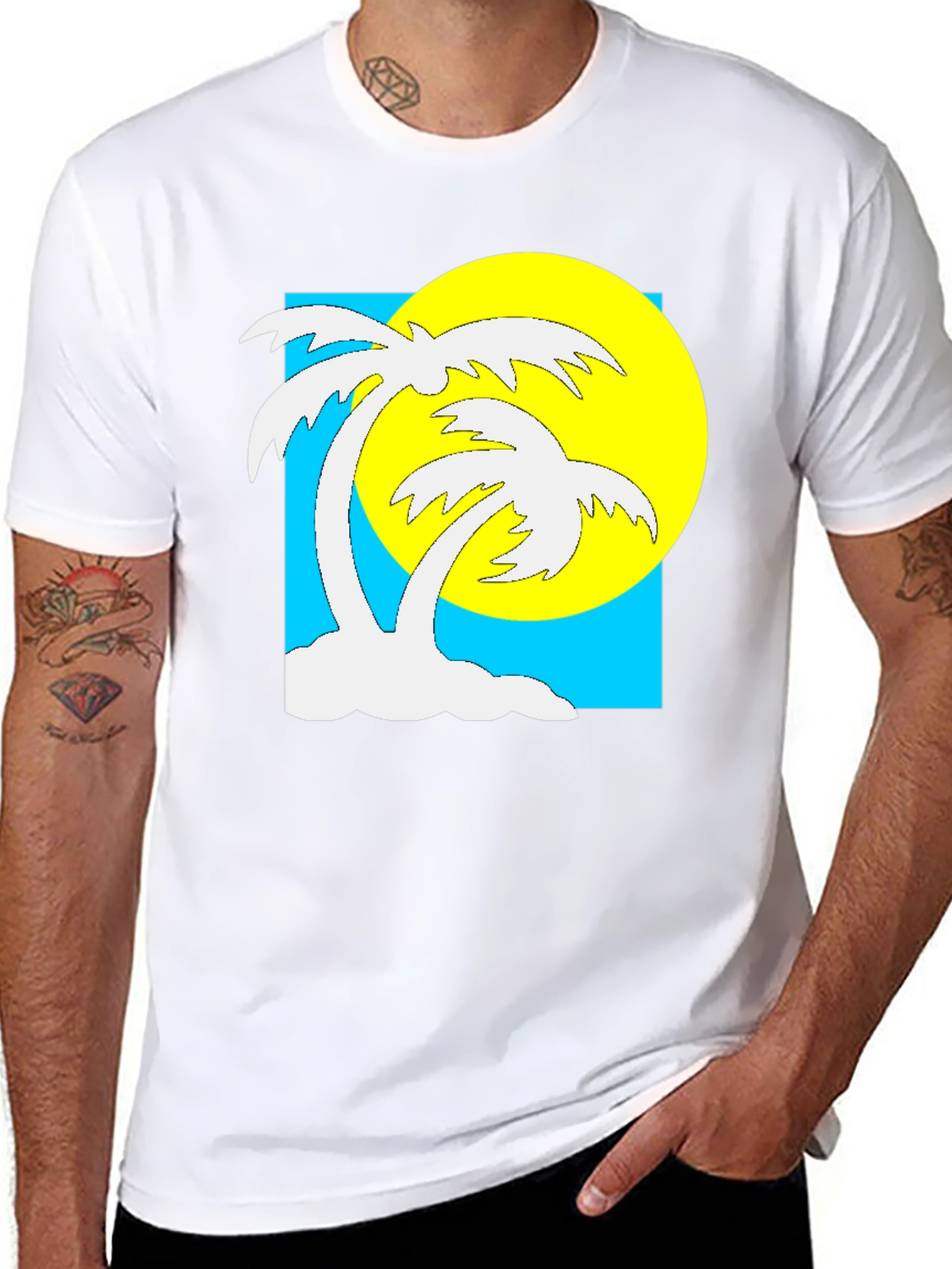 Black Tropical Palm Tree Graphic T-Shirt - Summer Vibes view 8
