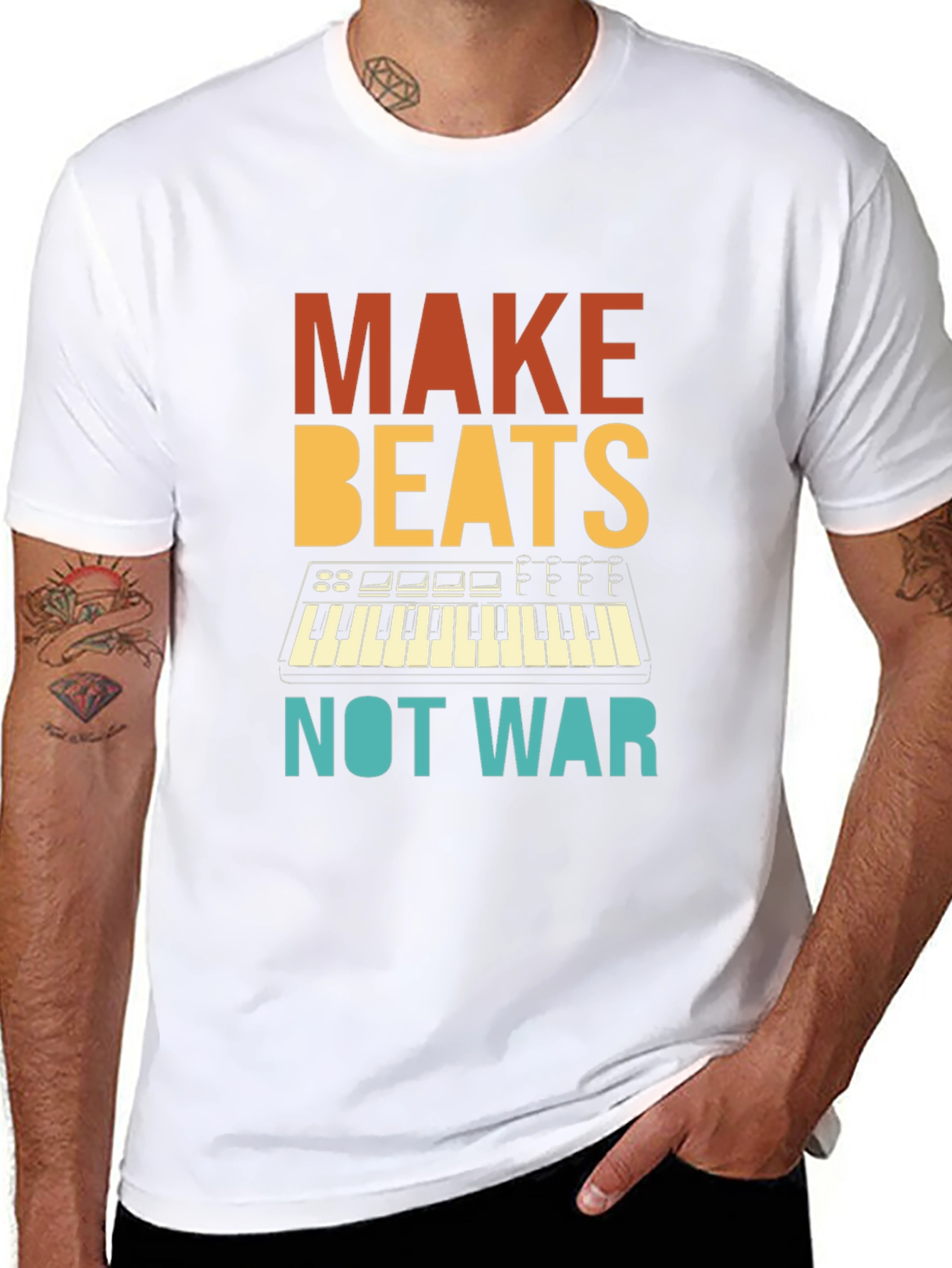 Black Make Beats Not War Graphic T-Shirt view 8