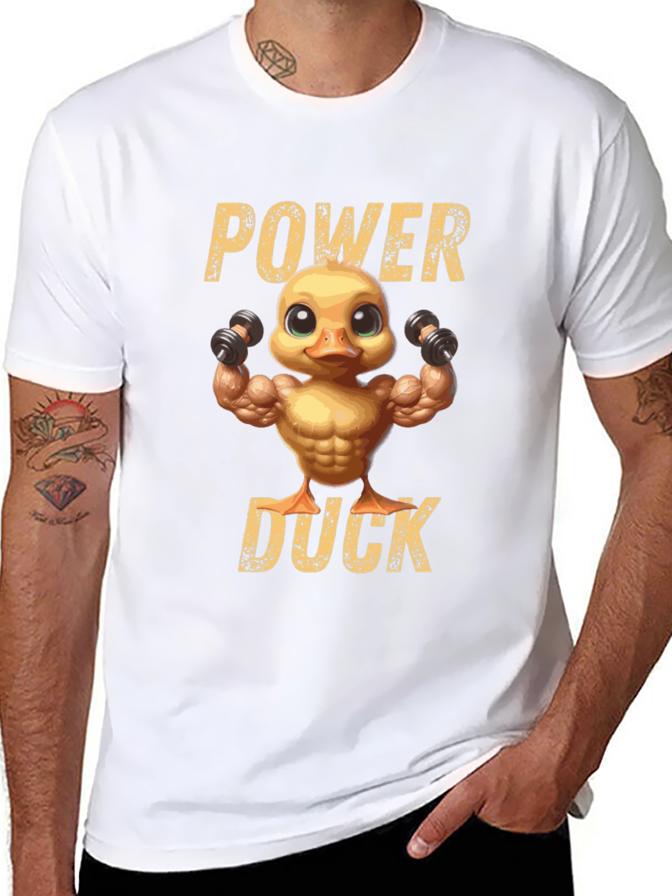 Black Power Duck Graphic T-Shirt - Fitness Humor Tee view 8