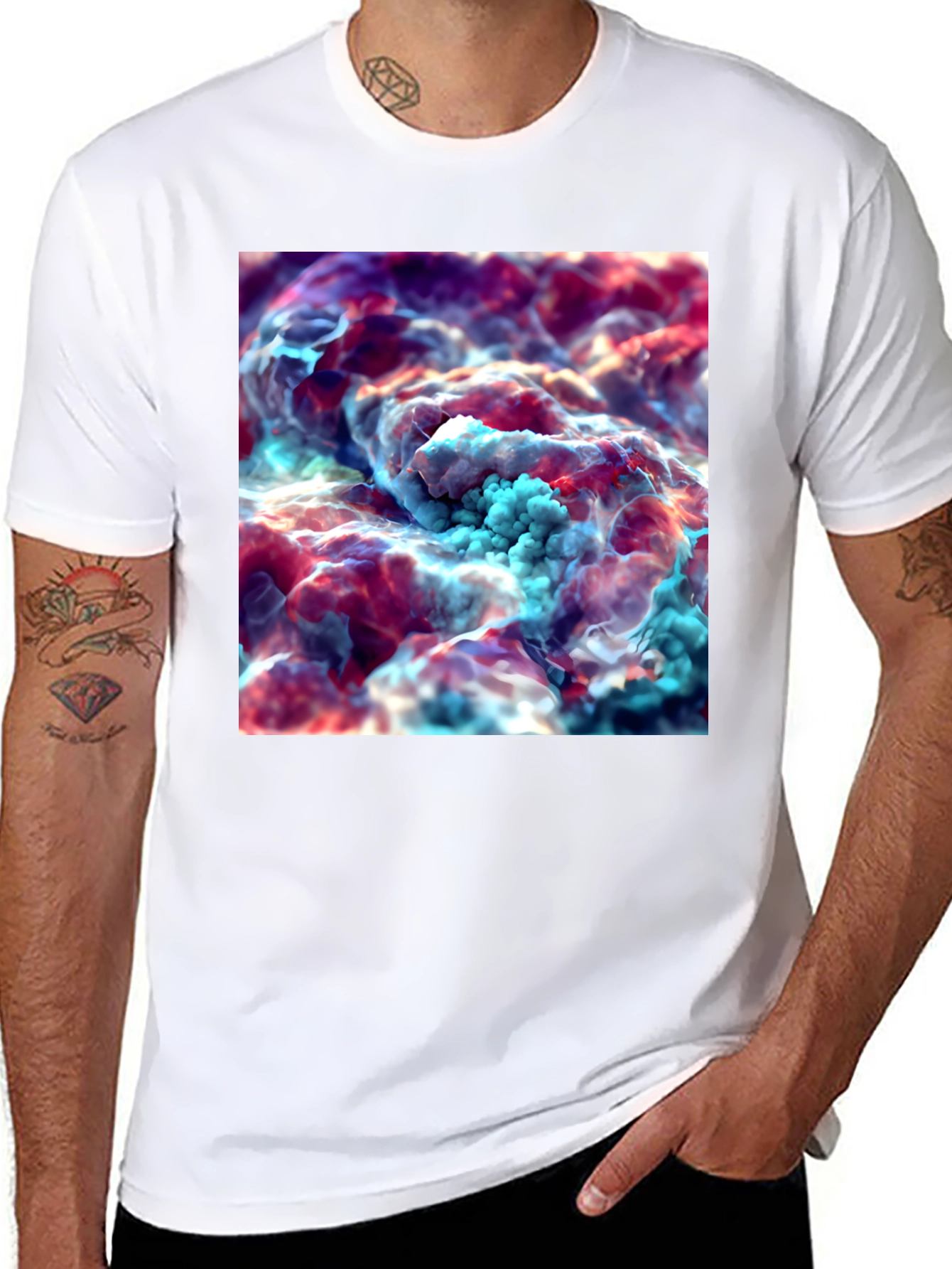 Black Abstract Cloudscape Graphic Tee - Unisex Black T-Shirt view 8