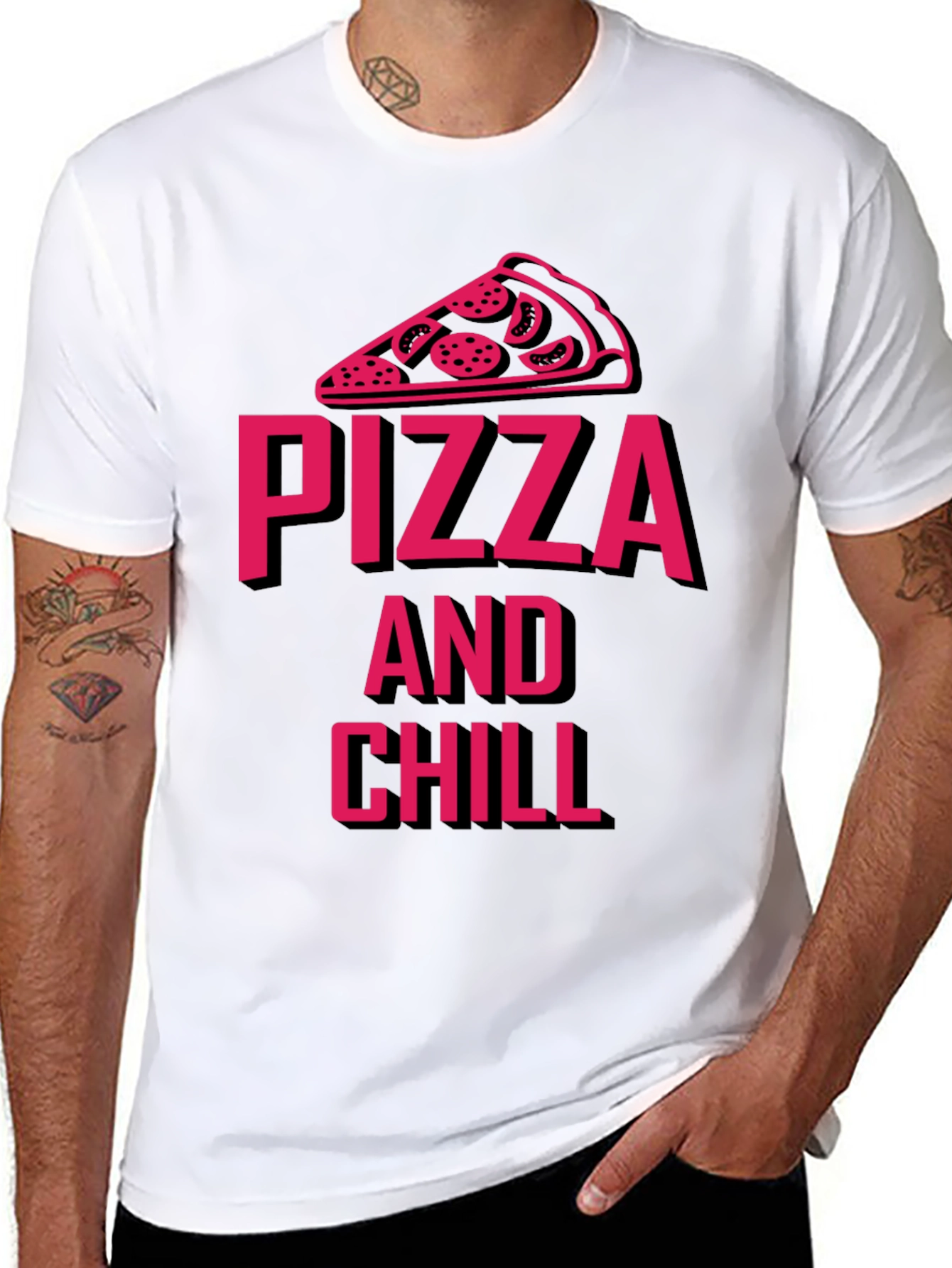 Black Pizza and Chill Graphic Tee - Unisex view 8