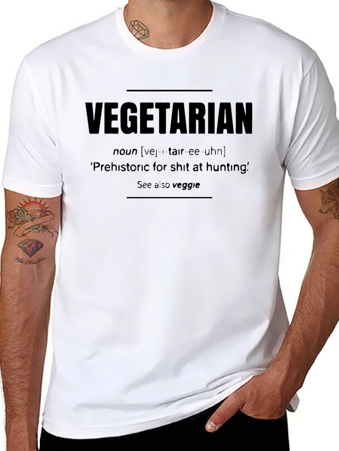 Black Vegetarian Definition Graphic T-Shirt view 8