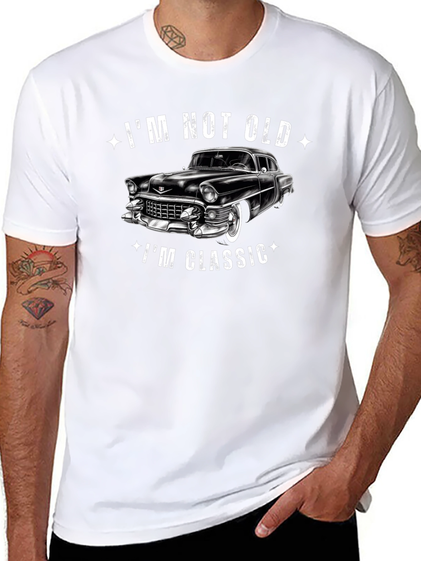 Black I'm Not Old I'm Classic Car Graphic Black T-Shirt view 8
