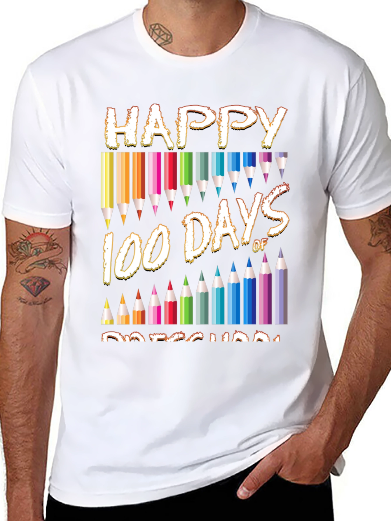 Black Happy 100 Days of Preschool T-Shirt view 8