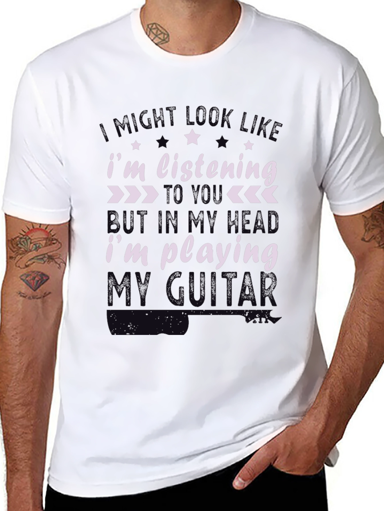 Black Musician T-Shirt: I'm Playing My Guitar view 8