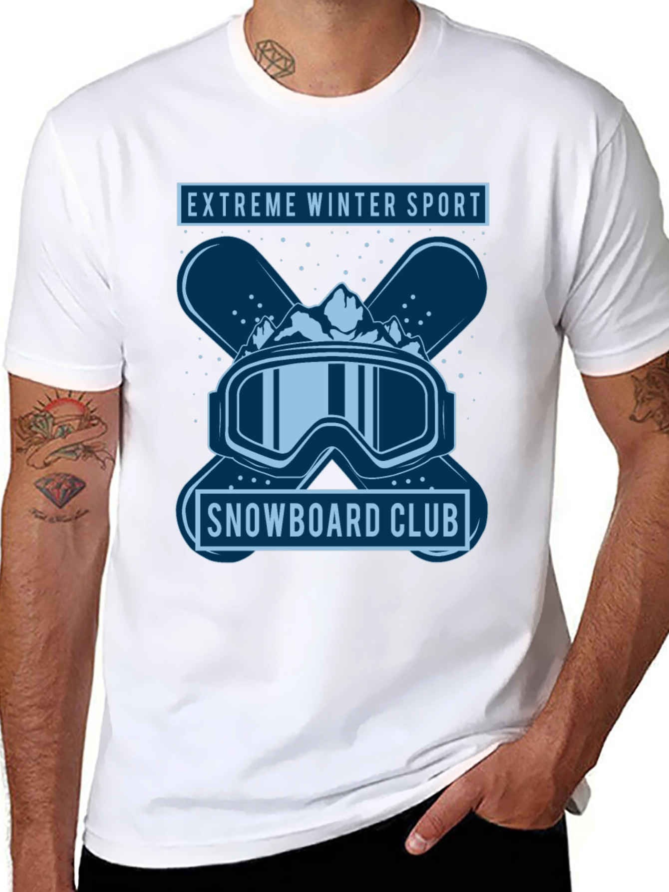 Black Extreme Winter Sport Snowboard Club Graphic Tee view 8