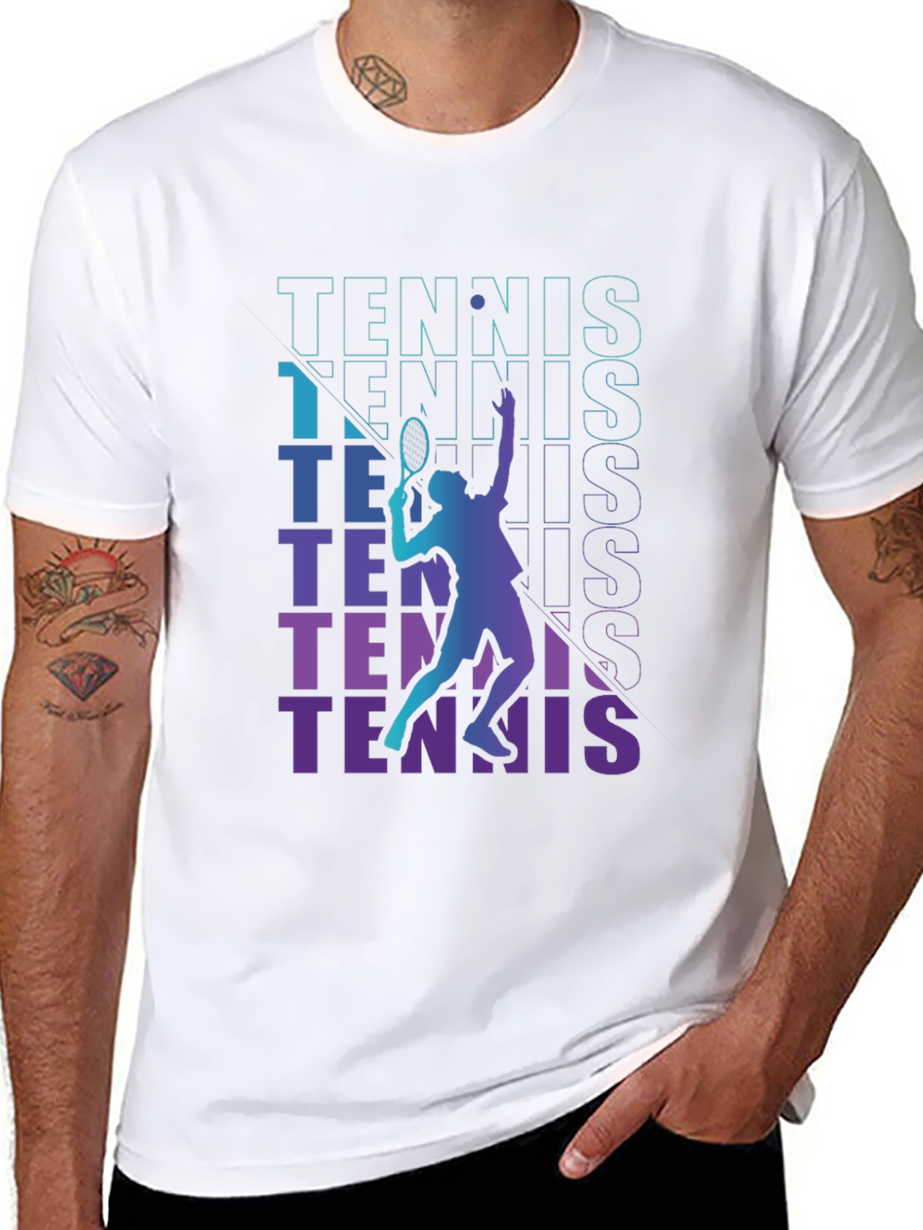 Black Tennis Player Graphic T-Shirt view 8