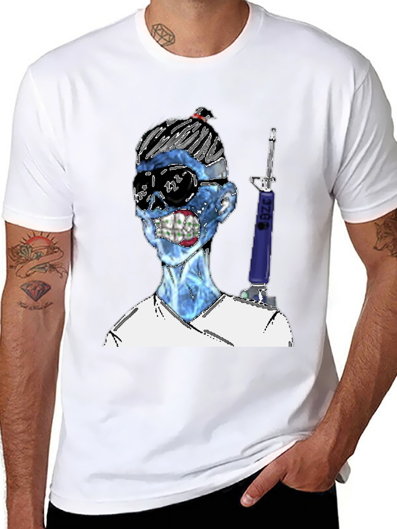 Black Zombie Nurse Graphic T-Shirt - Unique Design view 8