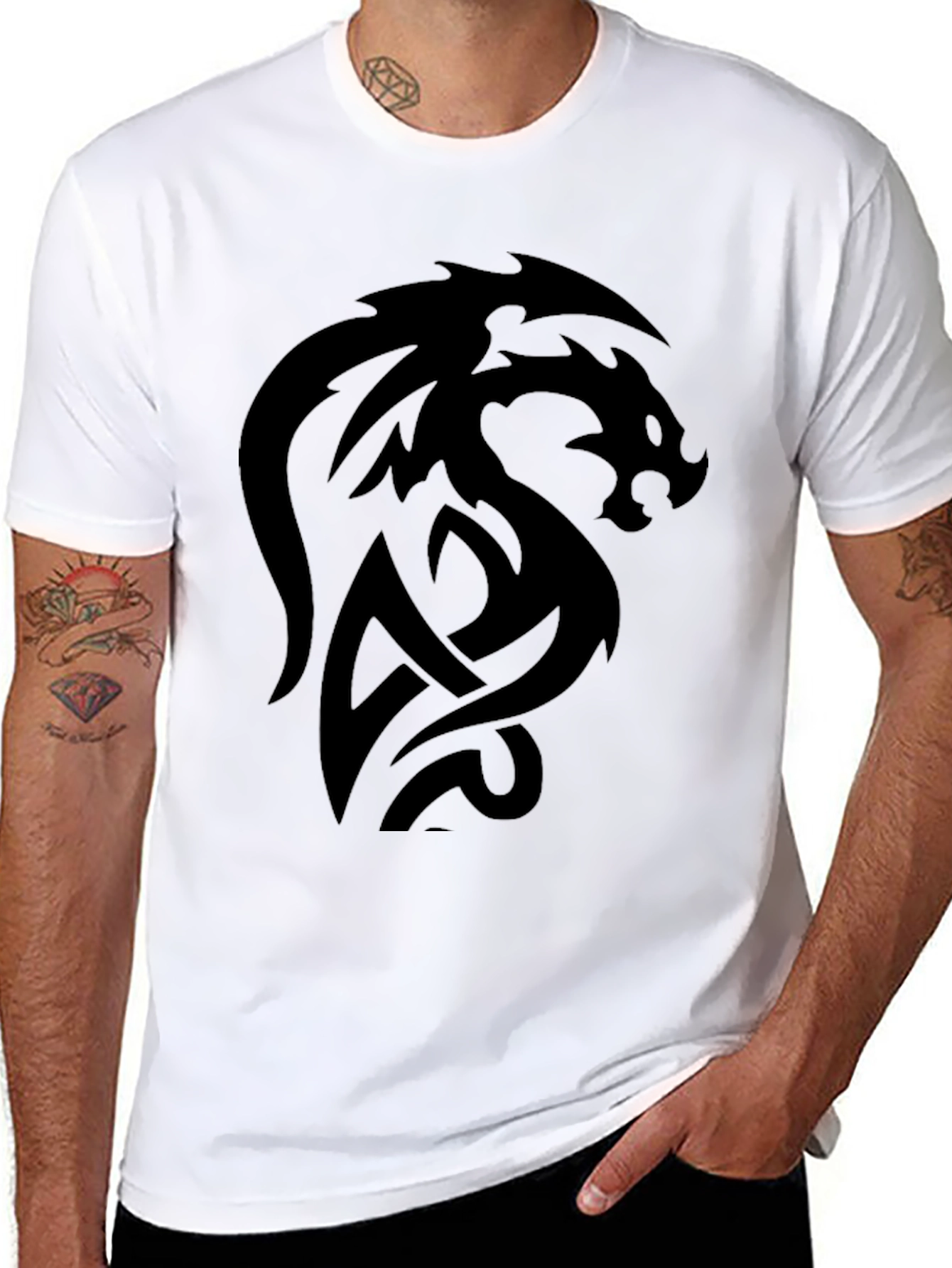 Black Dragon Graphic Black T-Shirt - Men's Short Sleeve view 8