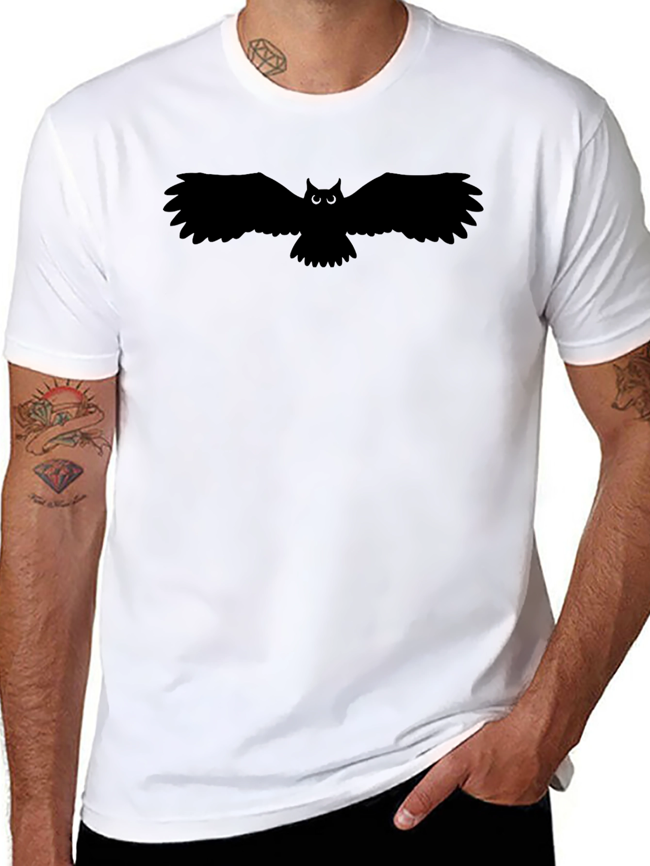 Black Black Owl Graphic T-Shirt view 8