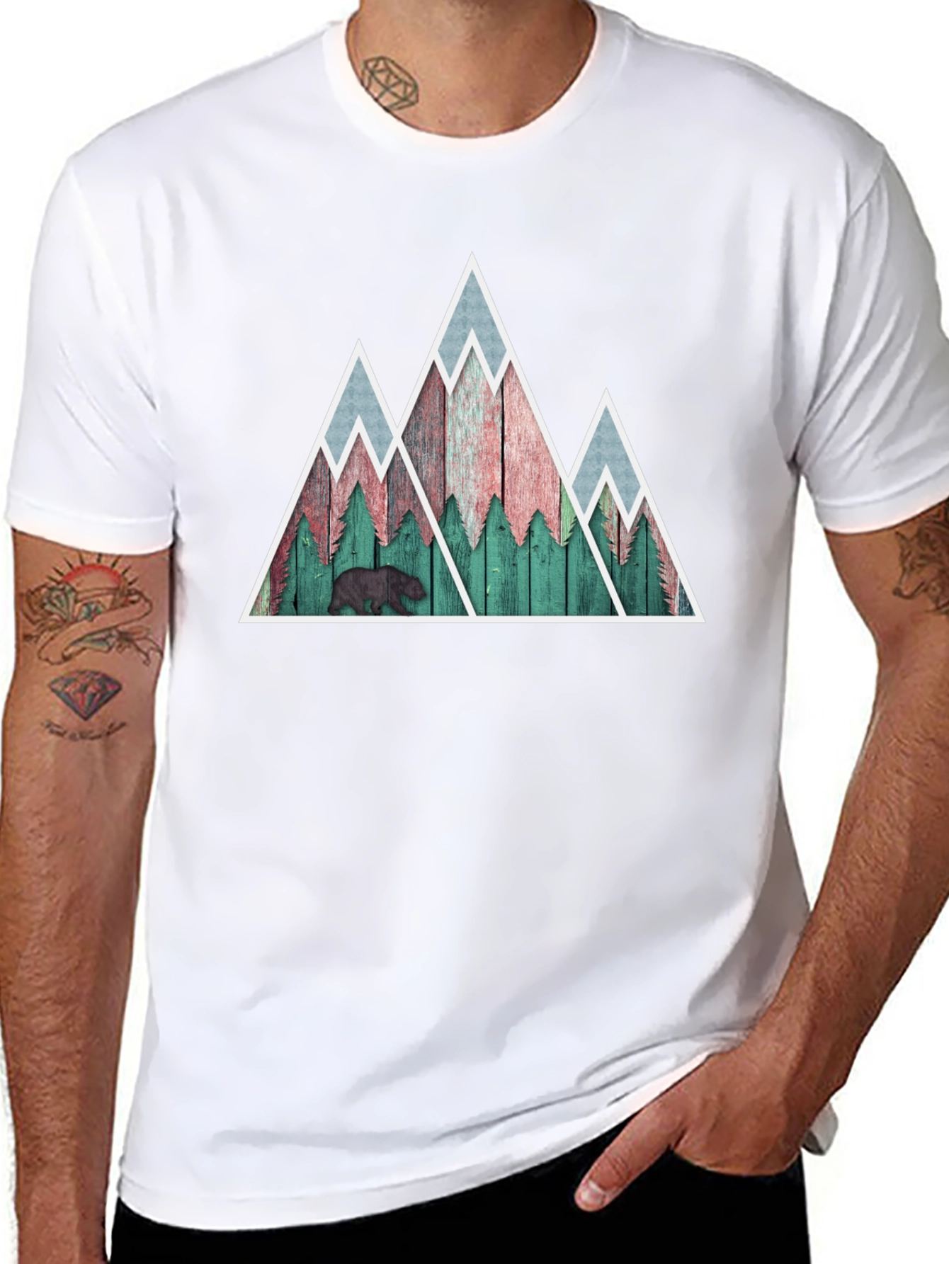 Black Mountain Bear Graphic Tee - Nature Inspired Mens Shirt view 8