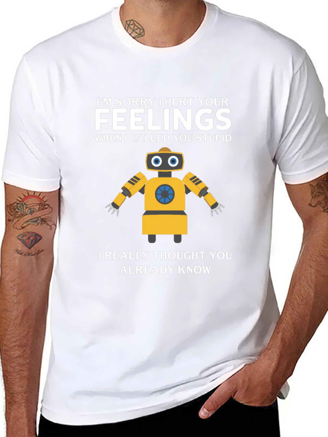 Black Funny Robot Apology Graphic T-Shirt view 8