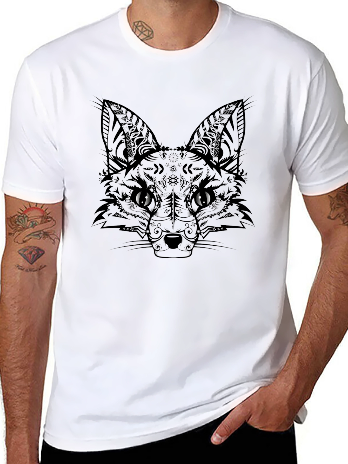 Fox Graphic Print Black T-Shirt - 8