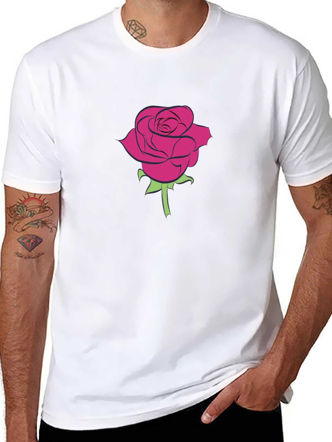 Black Rose Graphic Tee - Men's Black Cotton T-Shirt view 8