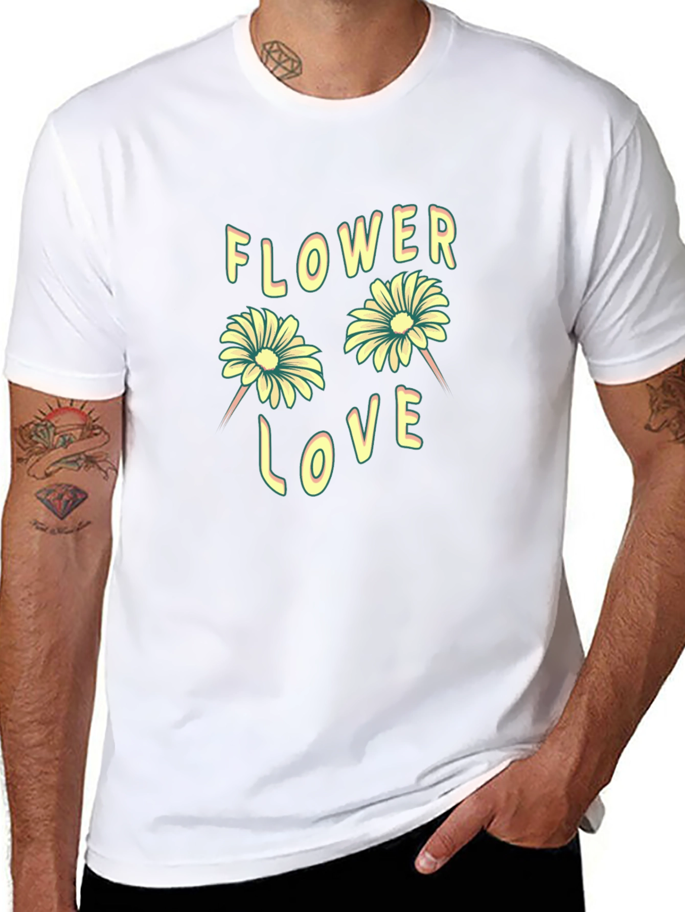 Black Flower Love Graphic Tee - Trendy Unisex T-Shirt view 8