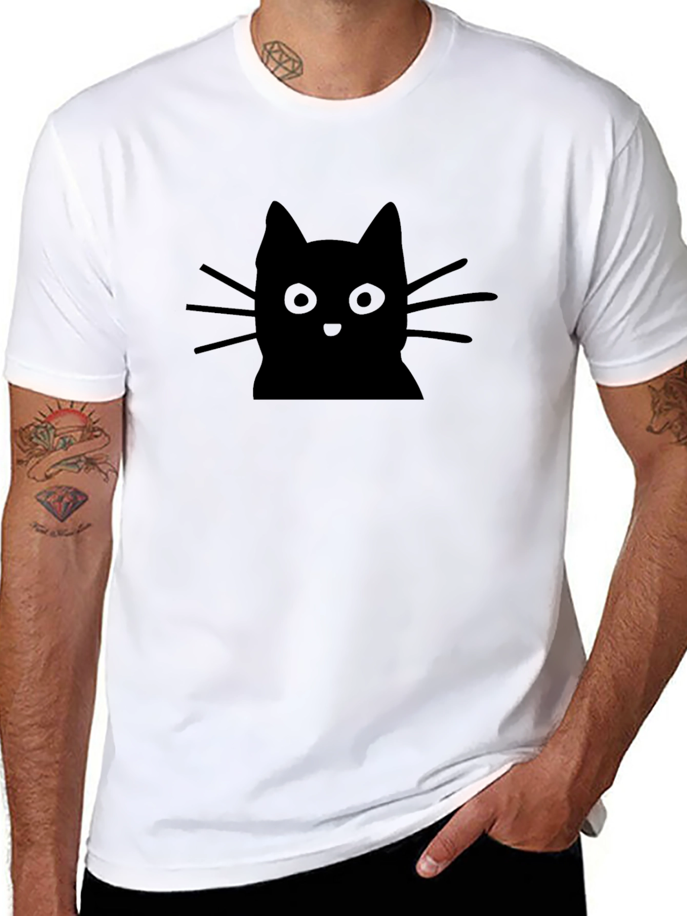 Black Black Cat Graphic Tee - Soft Cotton Blend view 8