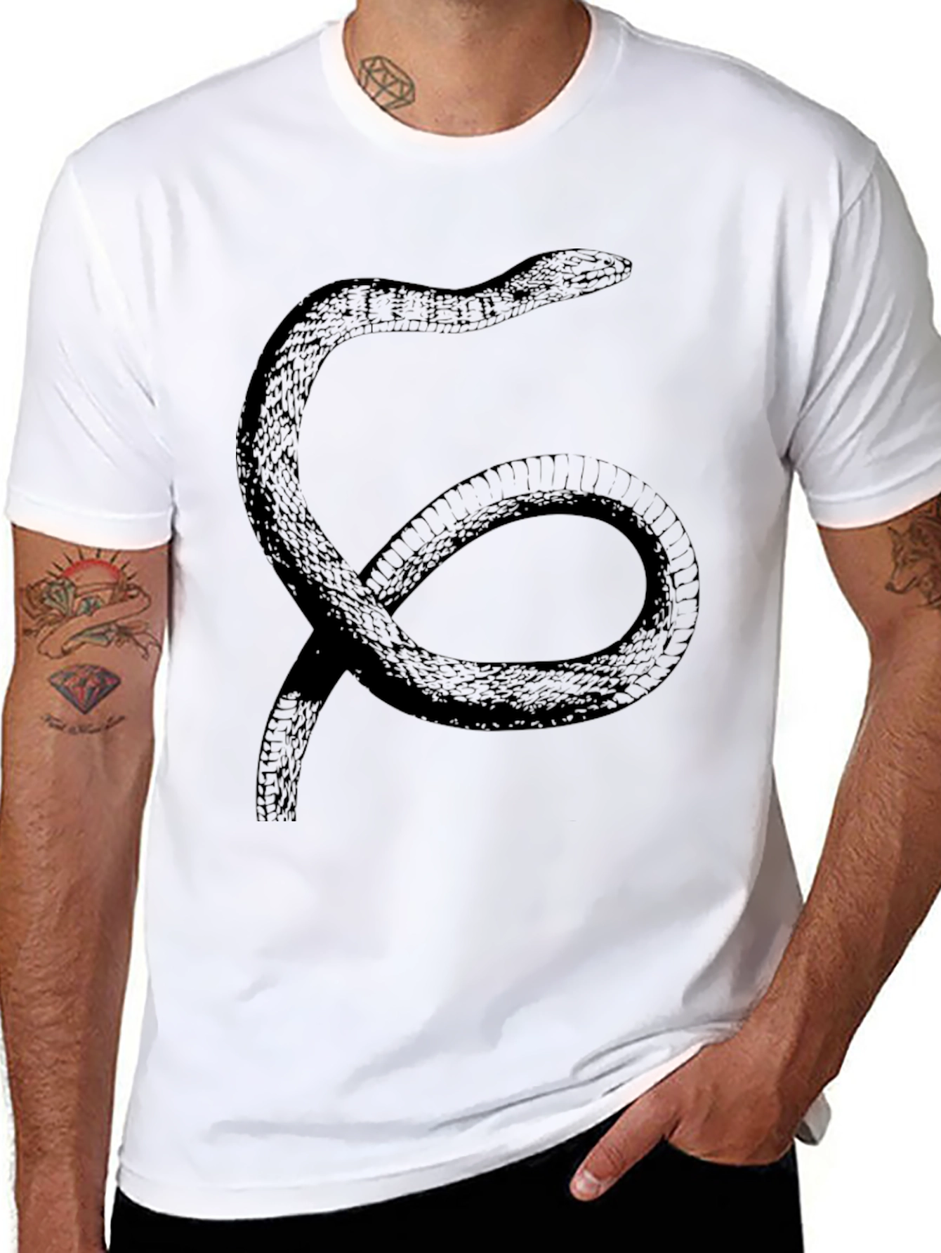 Black Snake Graphic Print Black T-Shirt view 8