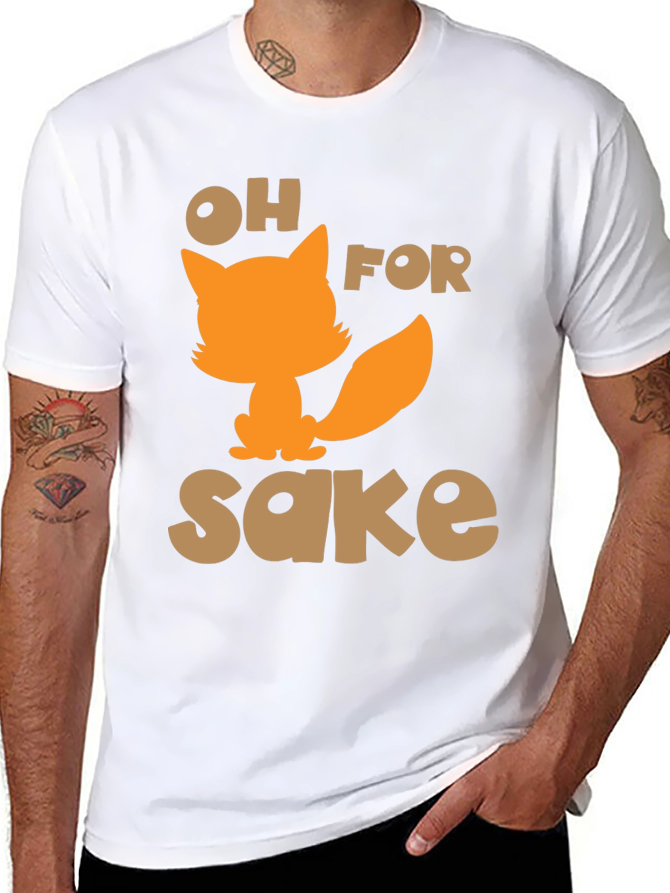 Black Oh For Fox Sake Funny Graphic T-Shirt view 8