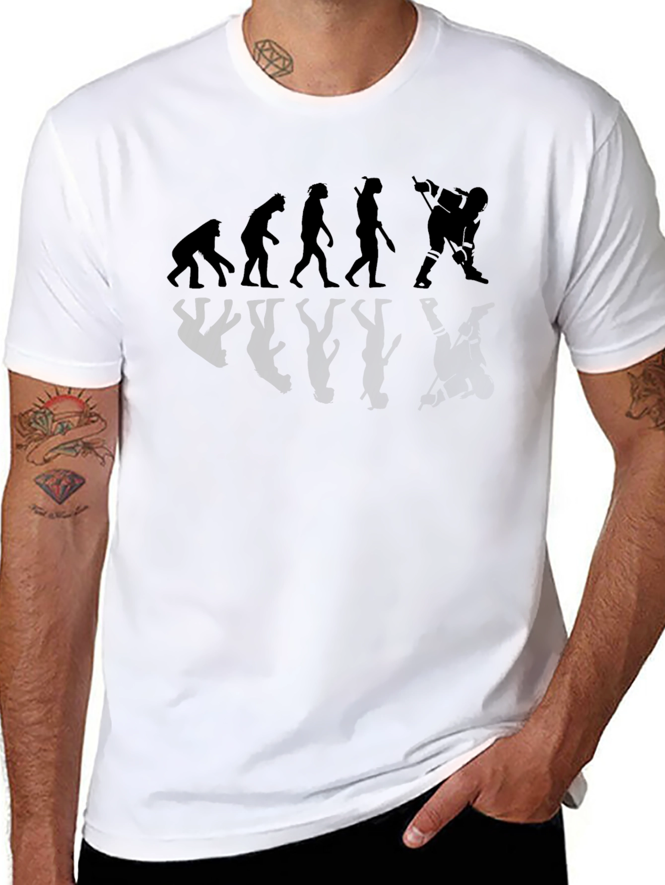Black Hockey Evolution T-Shirt - Funny Hockey Player Gift view 8
