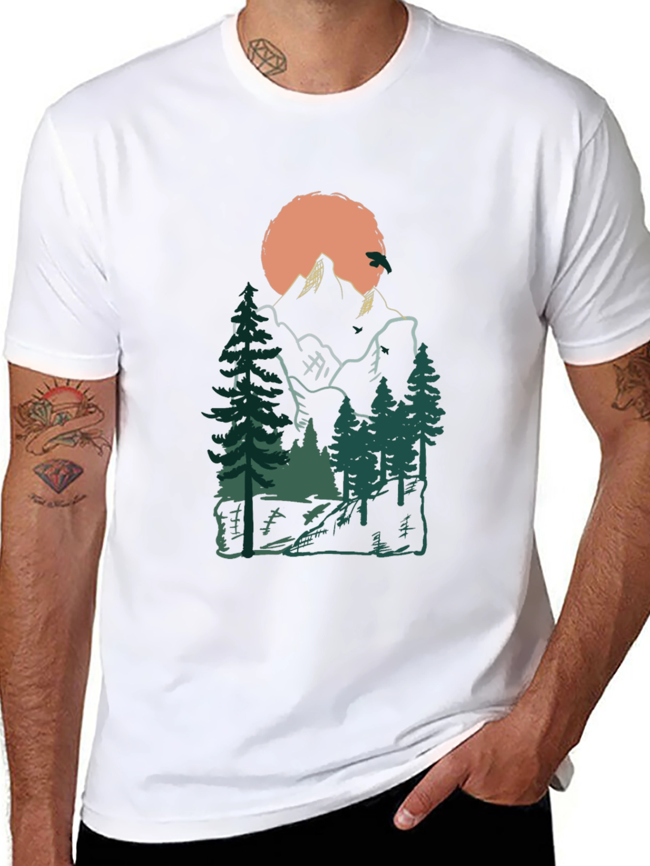 Black Mountain Sunset Graphic Tee - Nature Lover's Shirt view 8