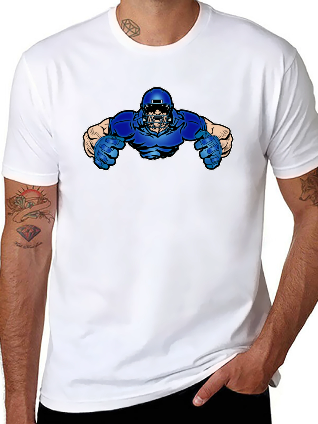 Black Football Player Graphic T-Shirt view 8