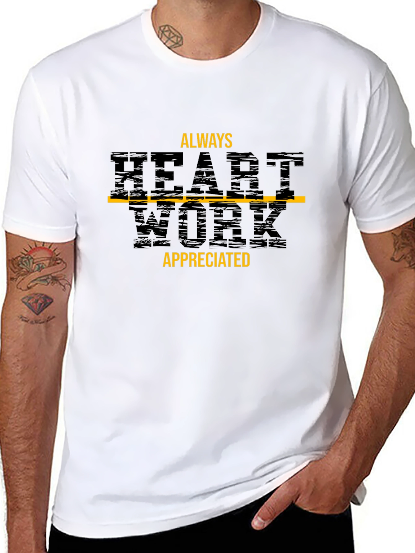 Black Heart Work Appreciated T-Shirt - Premium Black Tee view 8