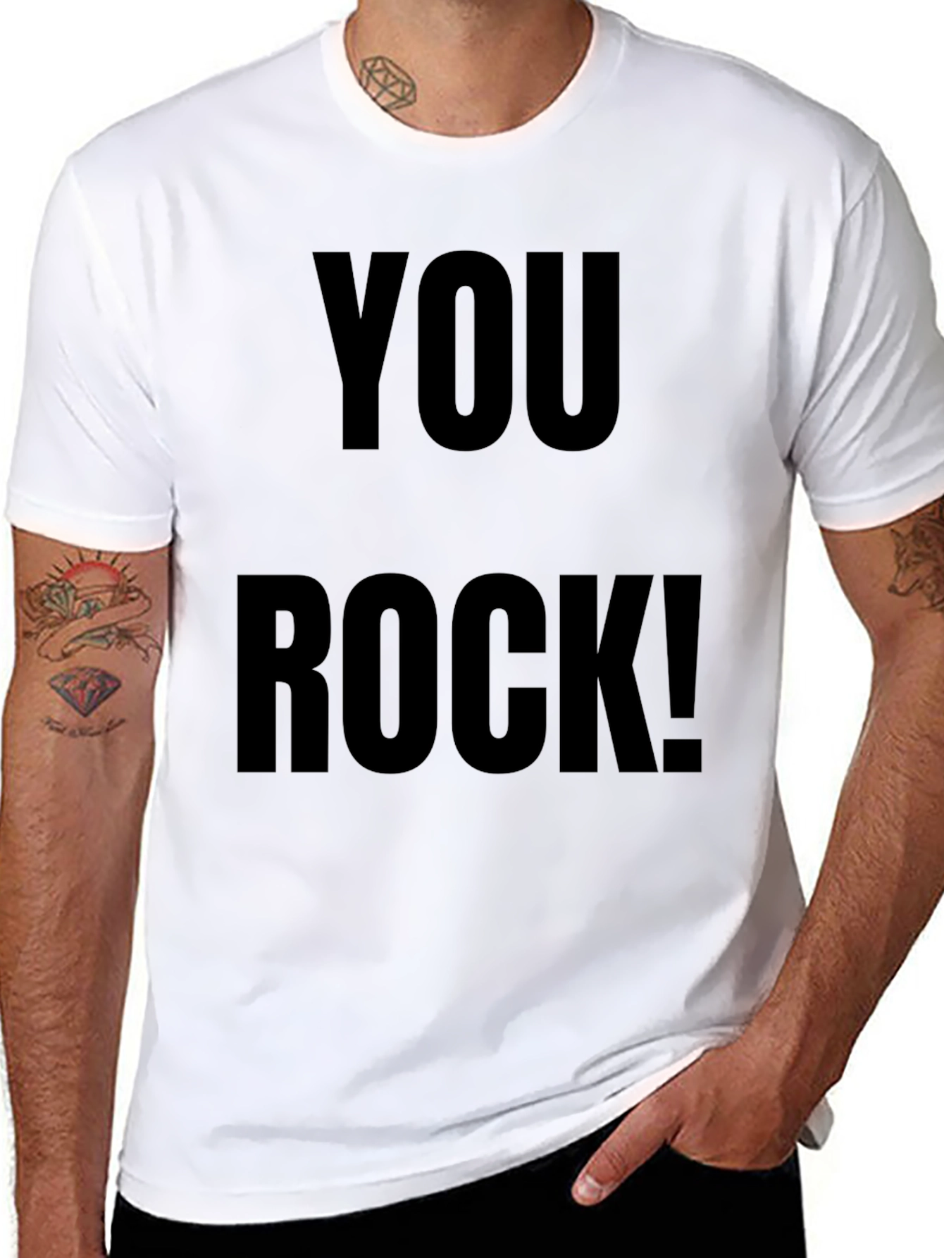 Black You Rock! Graphic Tee - Trendy Black Cotton T-Shirt view 8