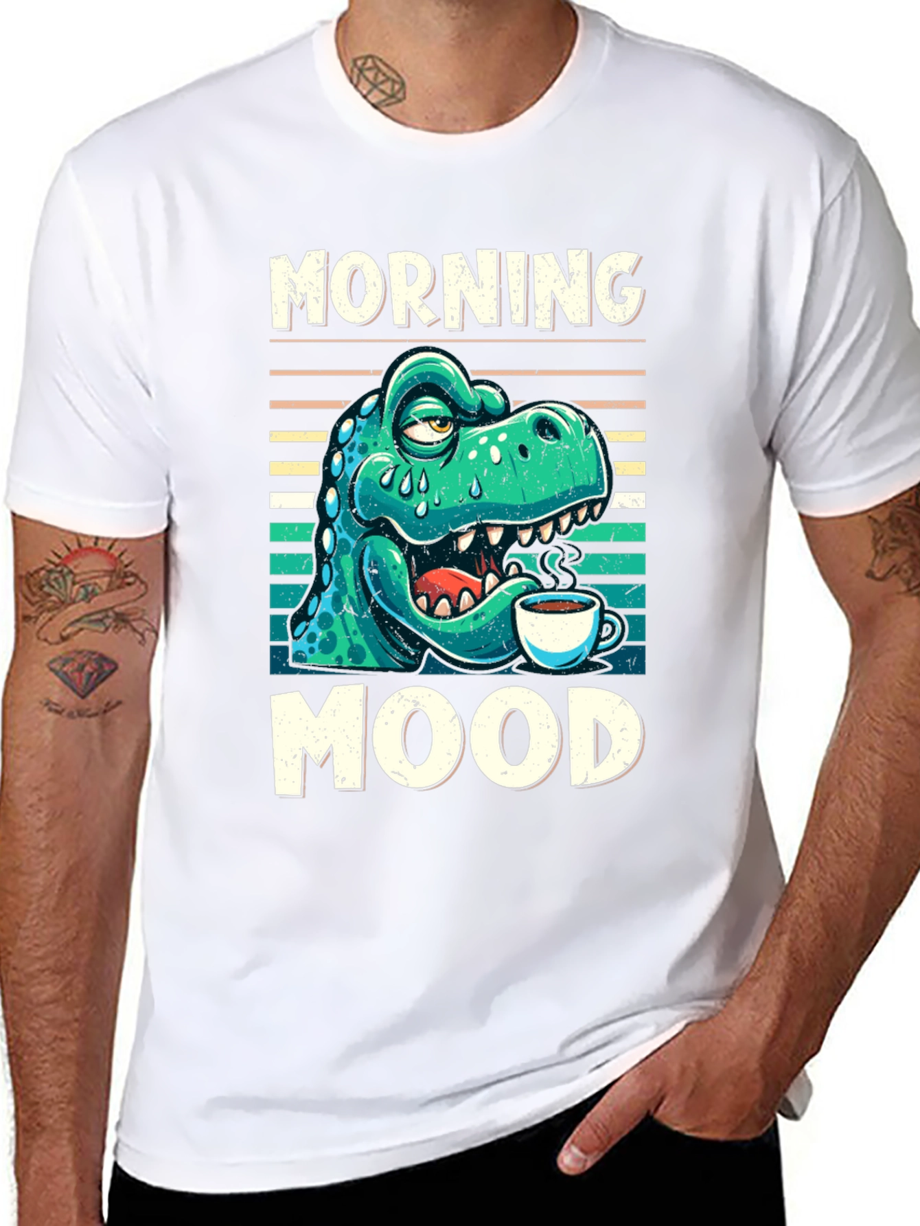 Black Morning Mood Dinosaur T-Shirt view 8