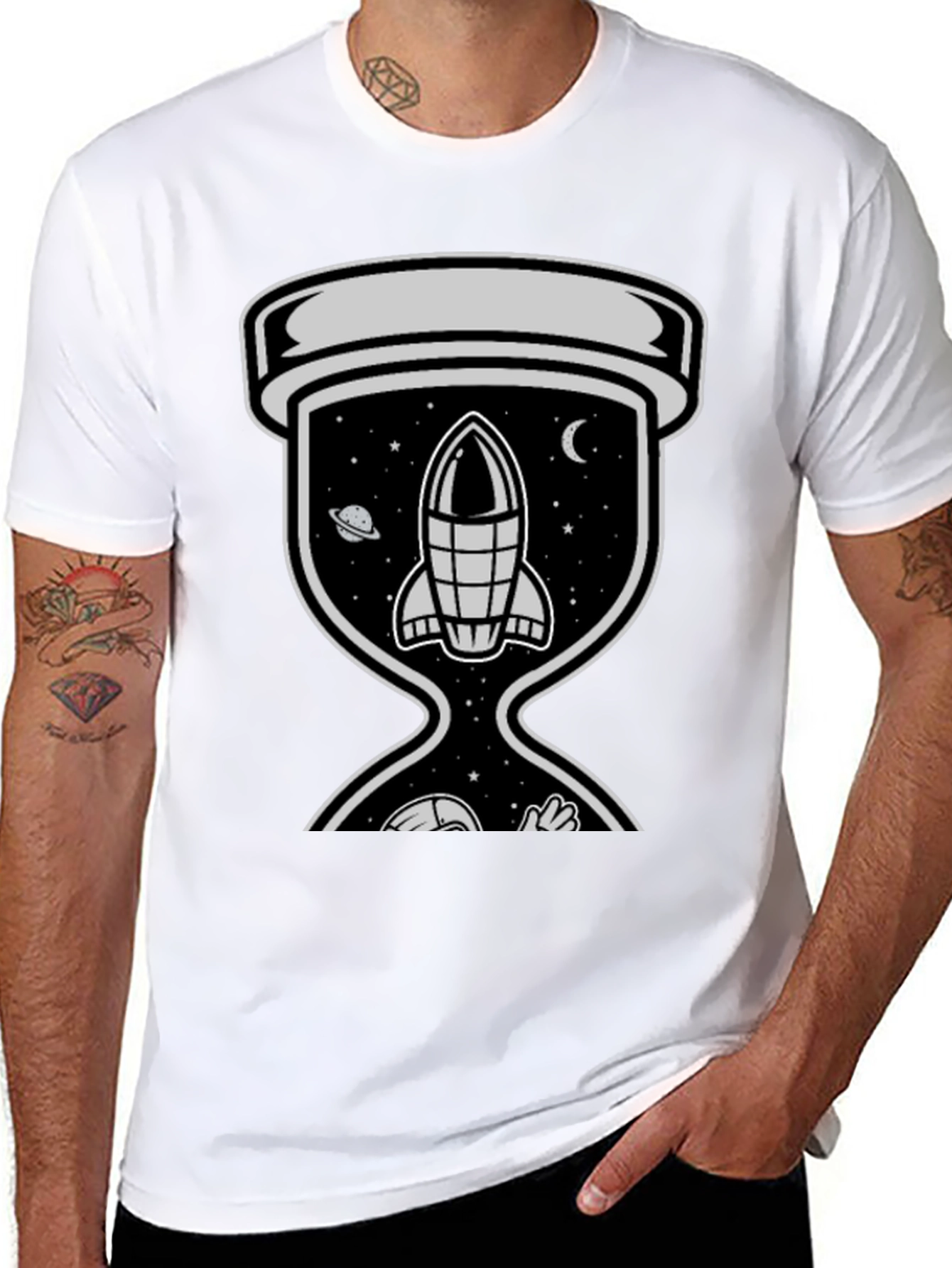 Black Space Hourglass Graphic Tee - Trendy Black T-Shirt view 8