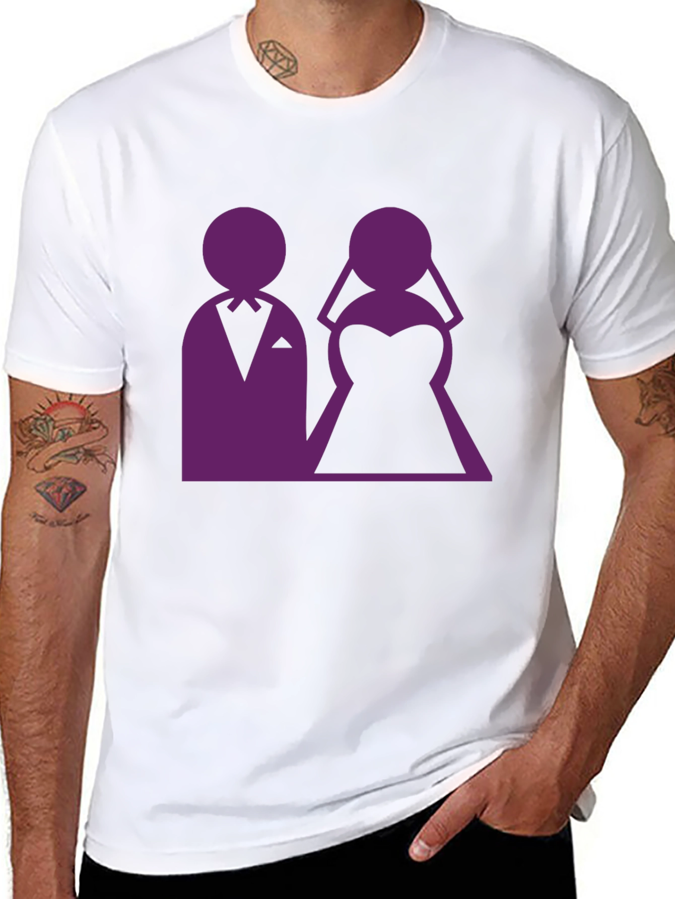 Black Wedding Couple Graphic Tee - Black view 8