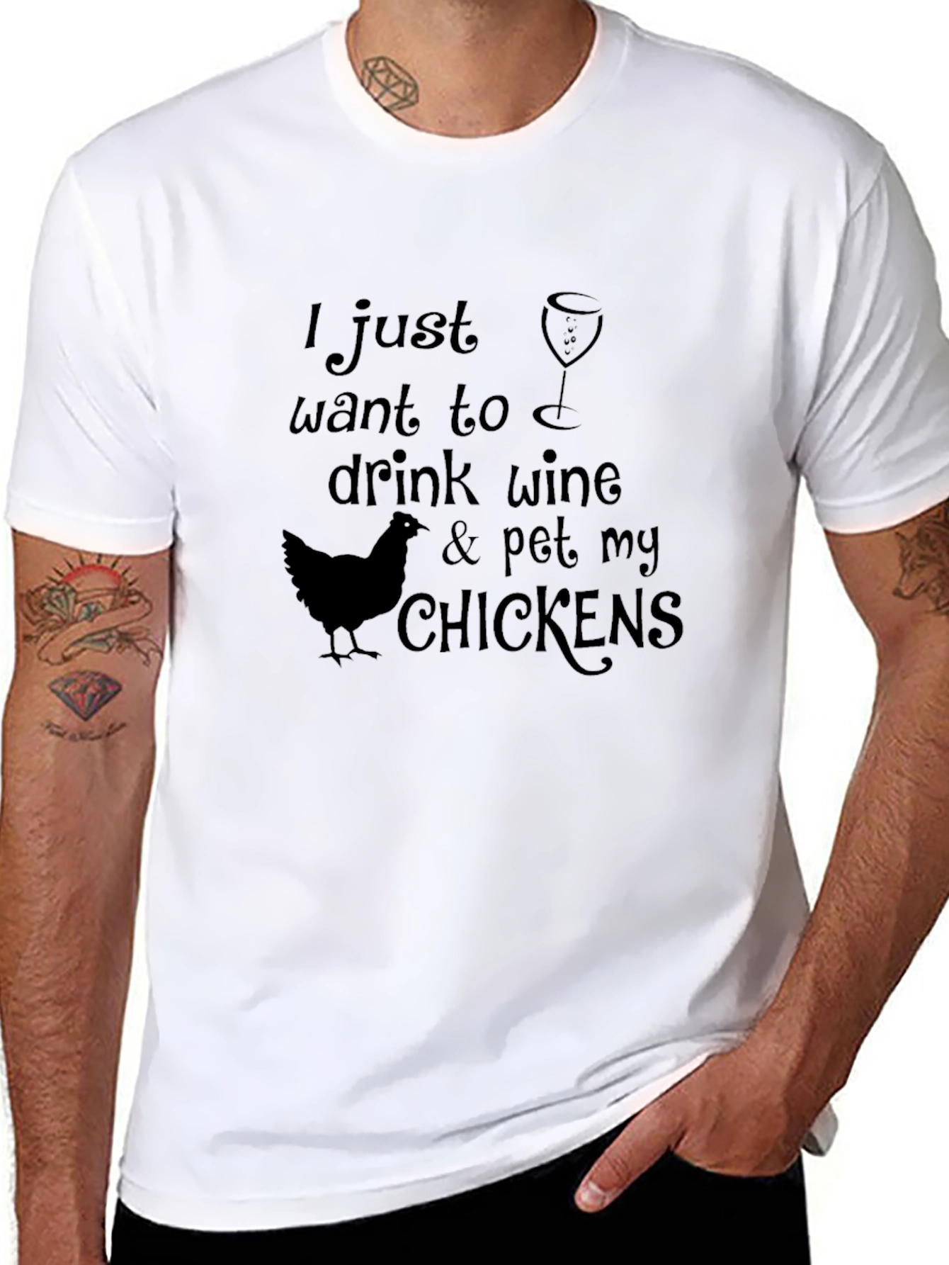 Black Wine & Chickens Graphic Tee - Relaxed Comfort view 8