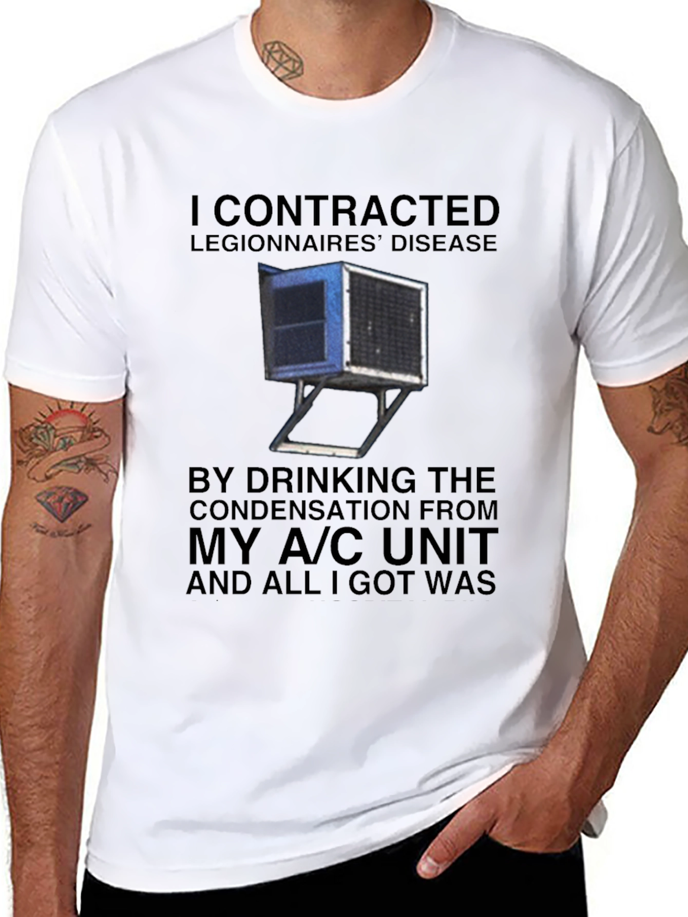 Black Legionnaires' Disease A/C Unit Humor T-Shirt view 8