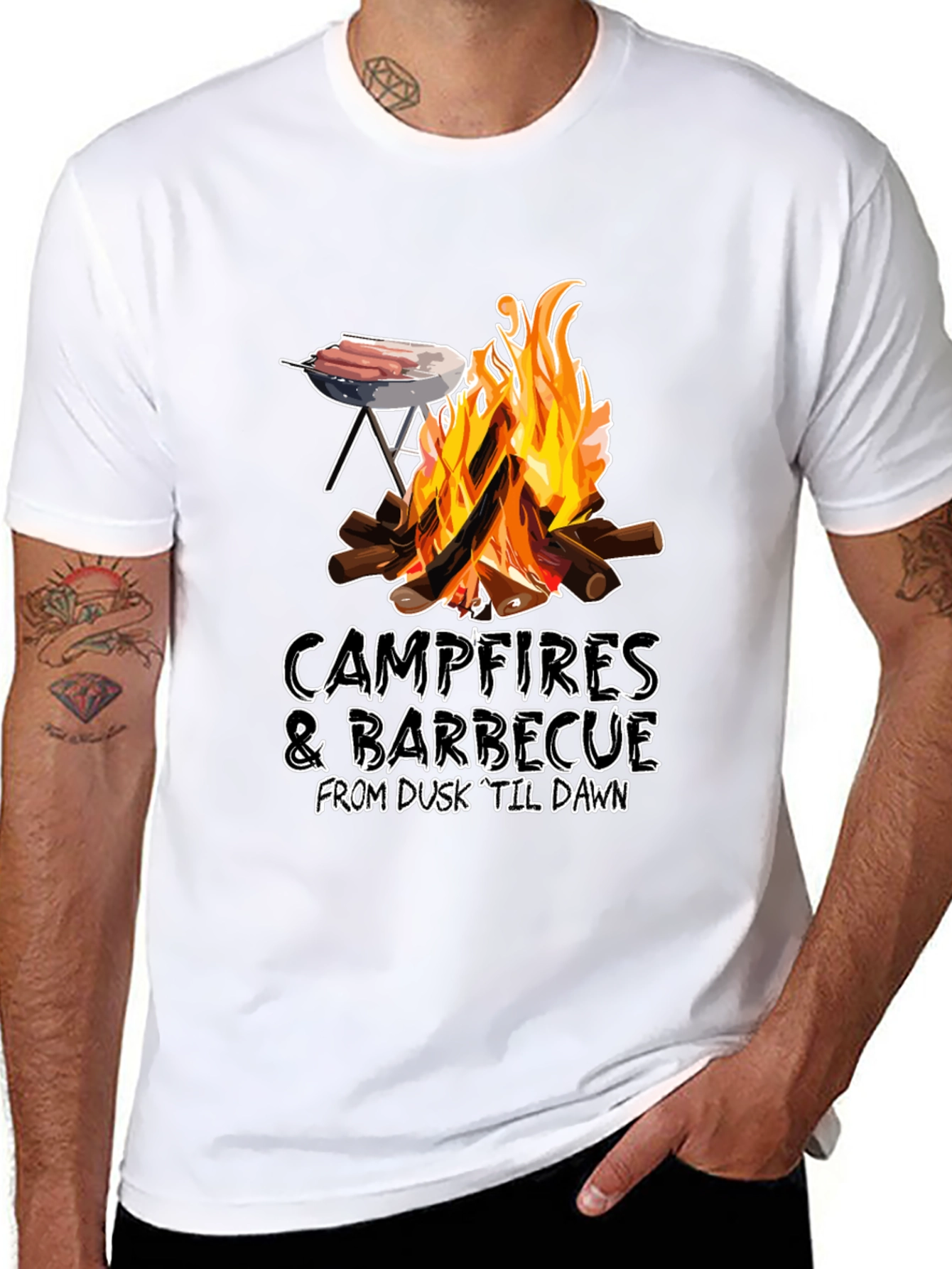 Black Campfires & Barbecue T-Shirt view 8