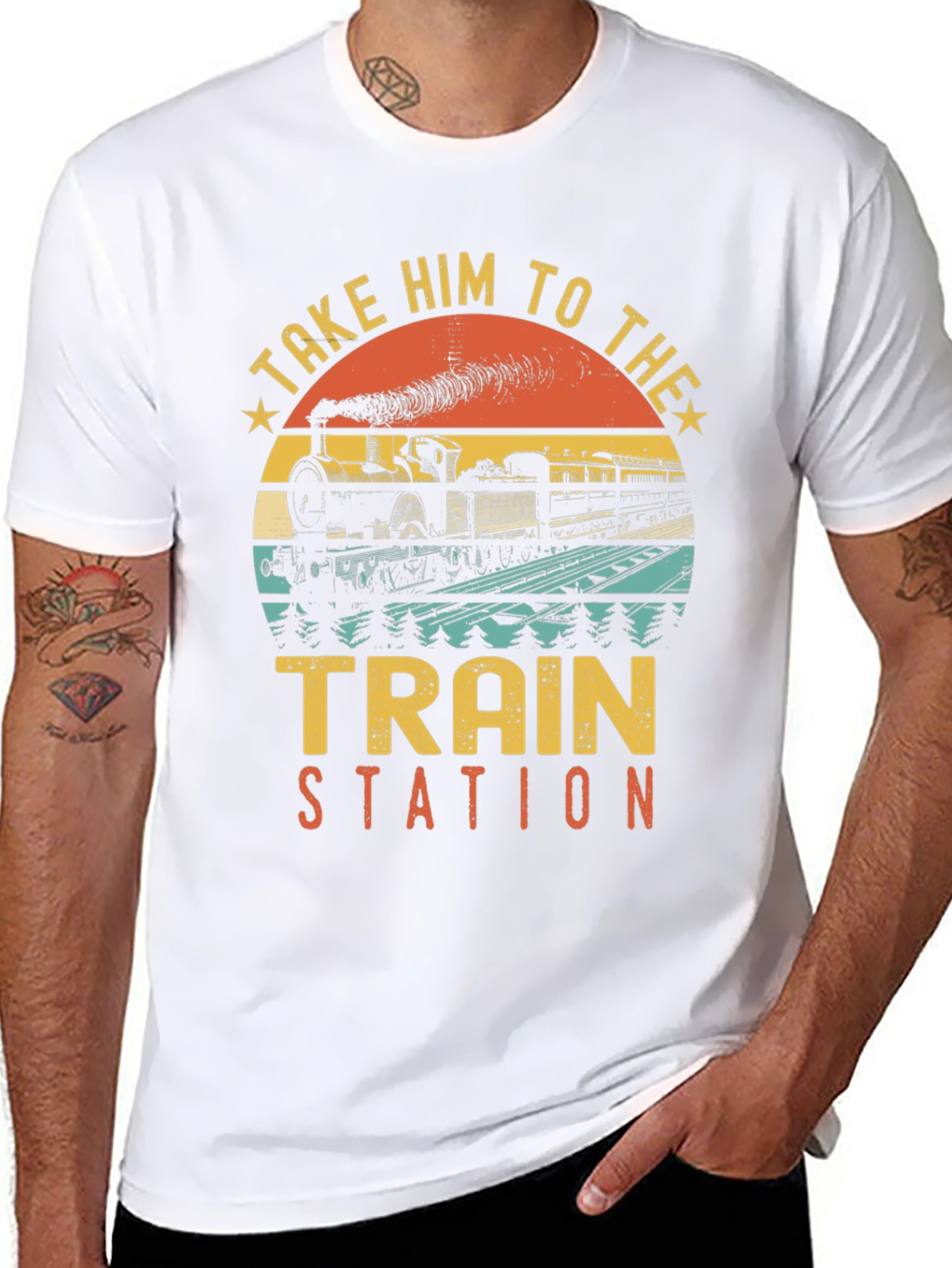 Black Take Him to the Train Station T-Shirt view 8