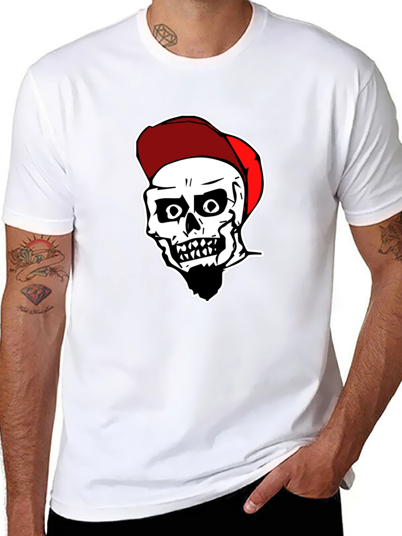 Black Skull Graphic Tee: Black Cotton Blend view 8