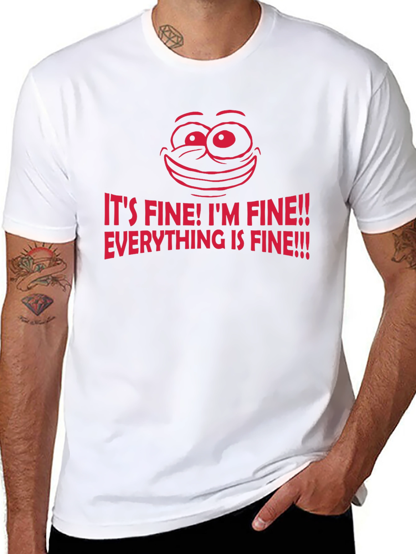 Black It's Fine! Graphic Tee - Funny Sarcastic T-Shirt view 8