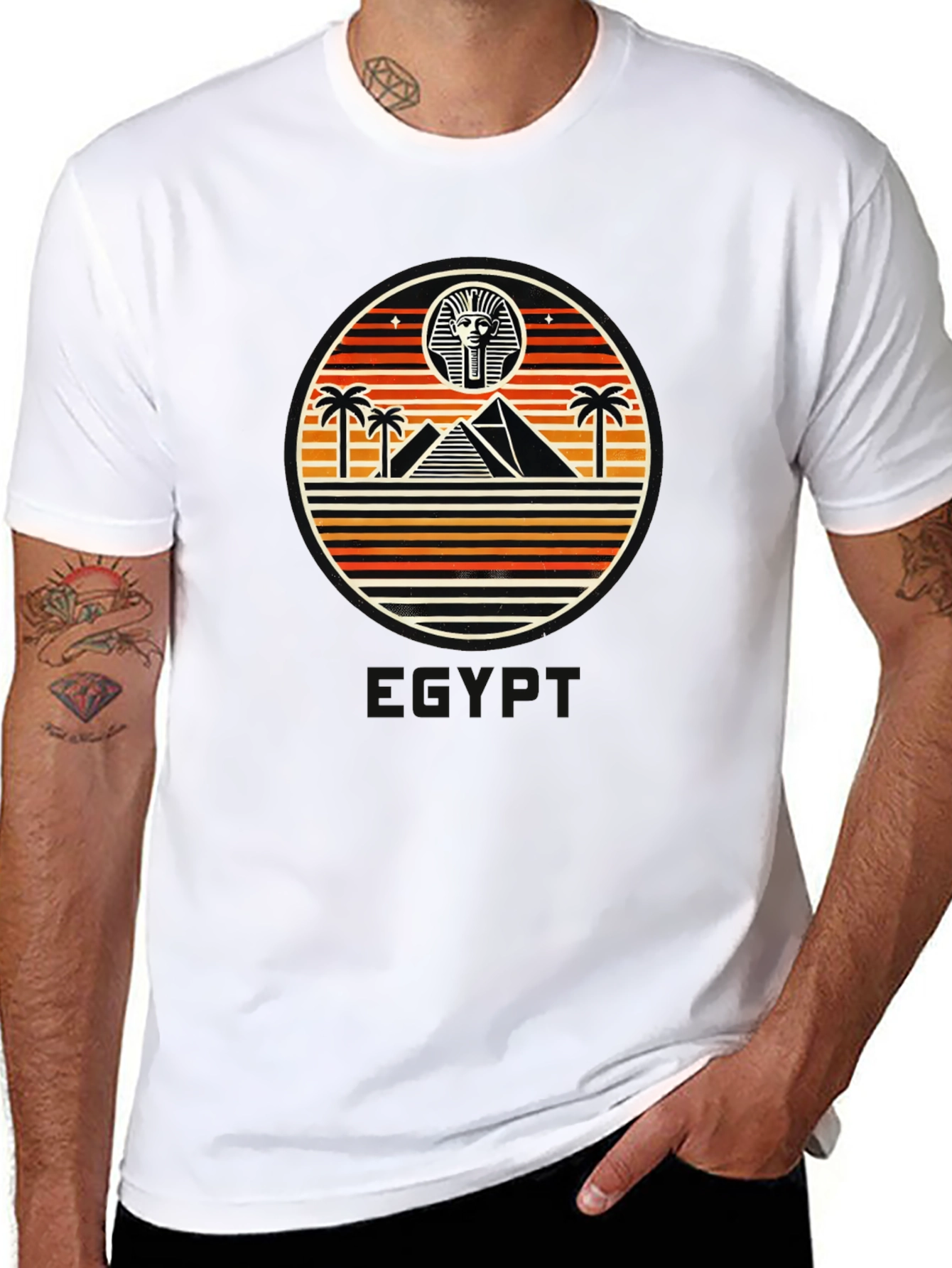 Black Retro Egyptian Pyramid T-Shirt view 8